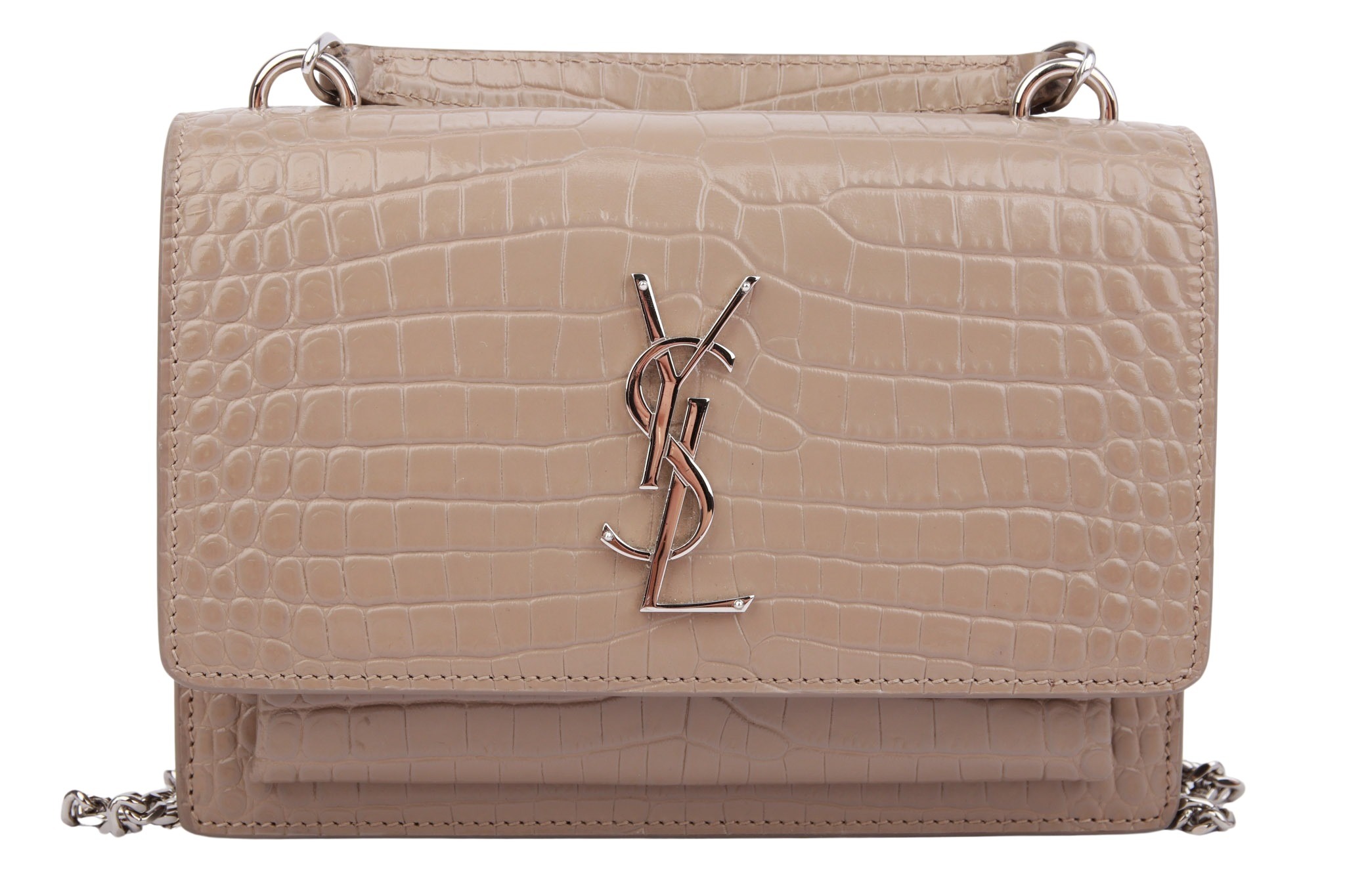 Saint Laurent Sunset Small Kroko Taupe