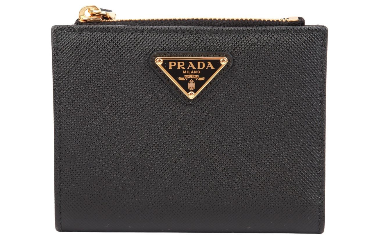Prada Kleine Geldbörse Saffiano Leder Schwarz