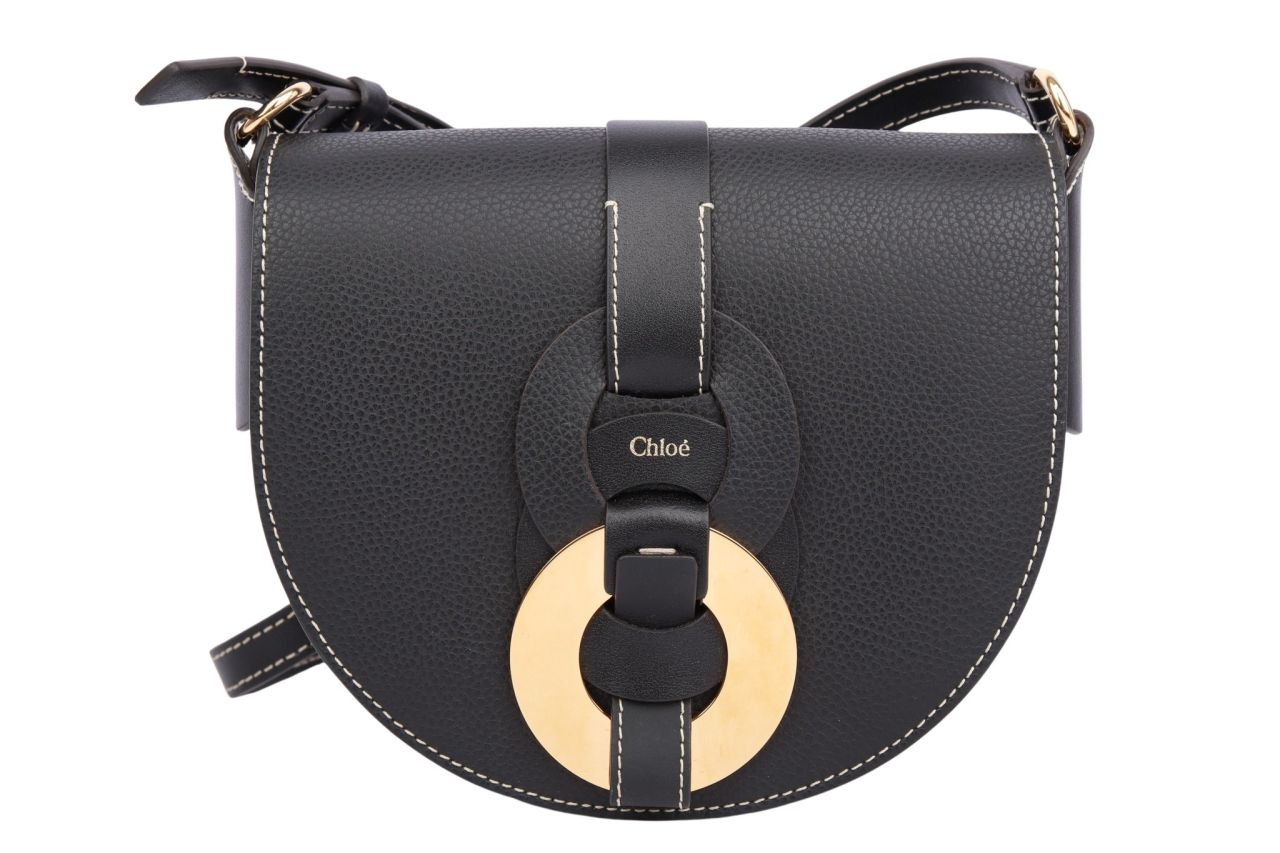Chloé Darryl Satteltasche Small Schwarz Leder