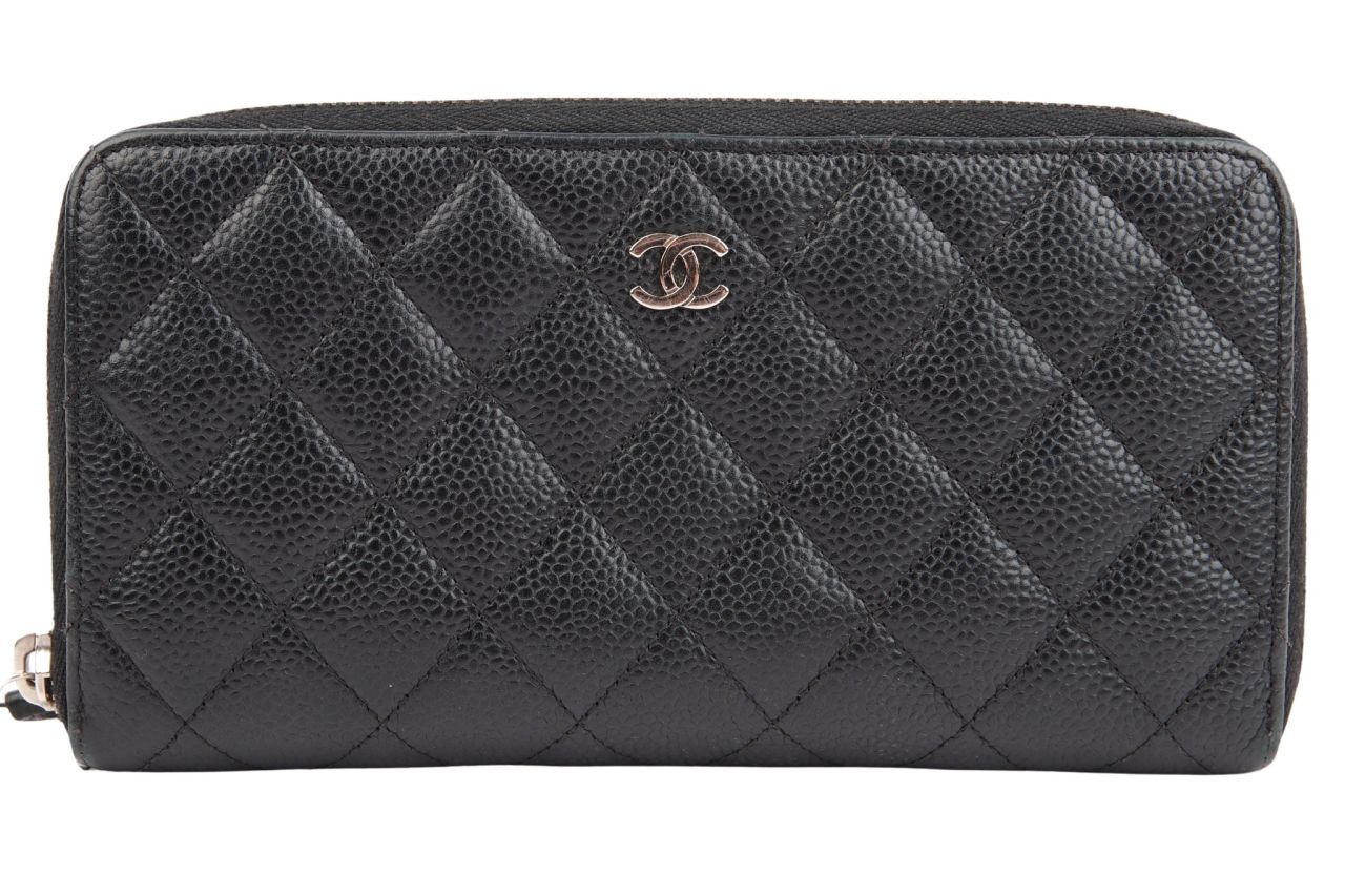 Chanel Portemonnaie Kaviarleder Schwarz