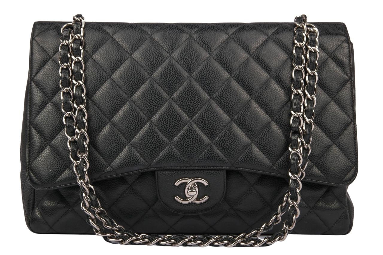 Chanel Maxi Single Flap Bag Kaviar Leder Schwarz