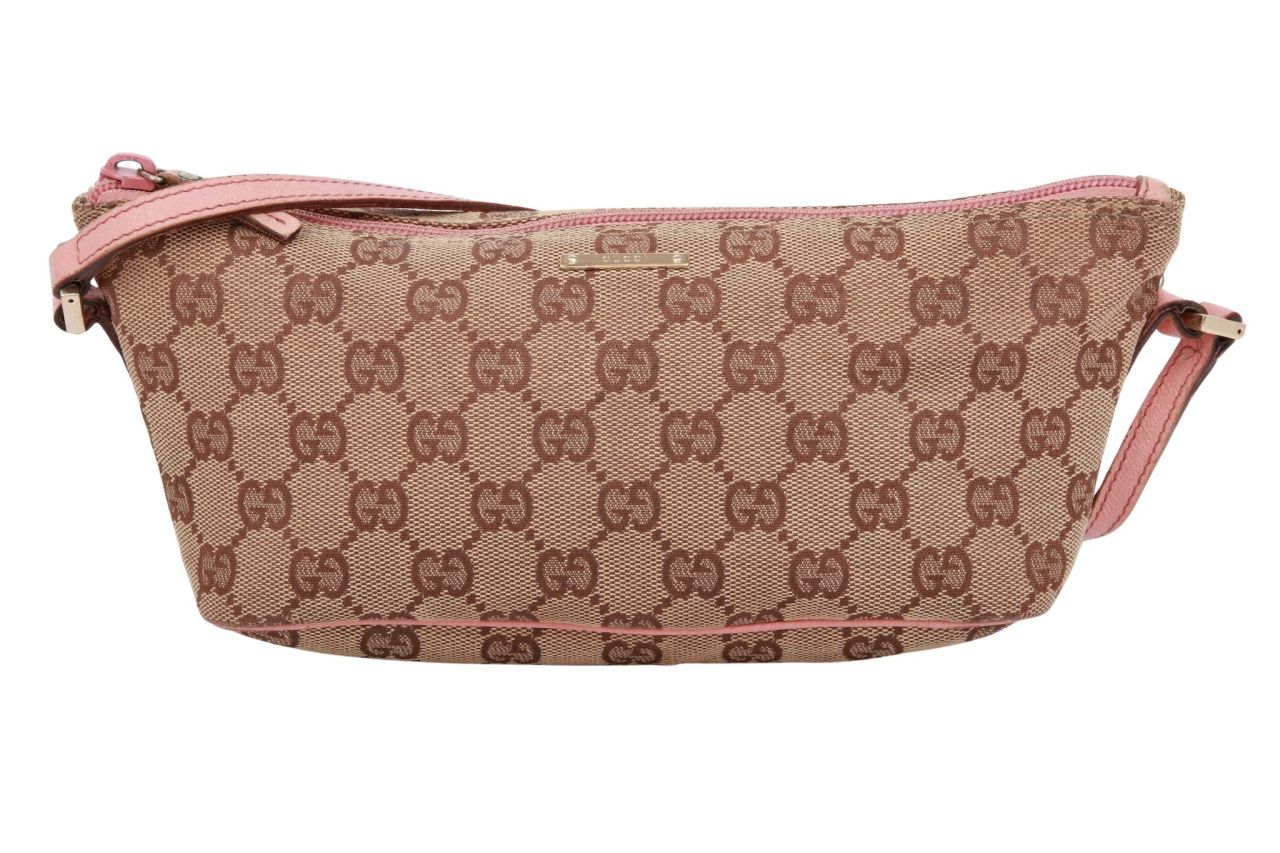 Gucci Boat Pochette Canvas Braun / Rosa