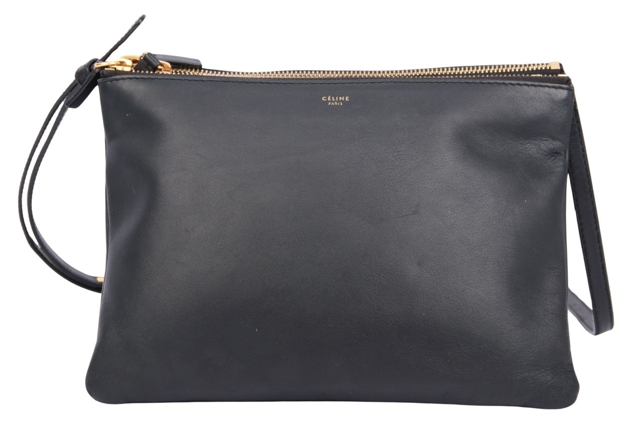 Céline Trio Large Schwarz Leder