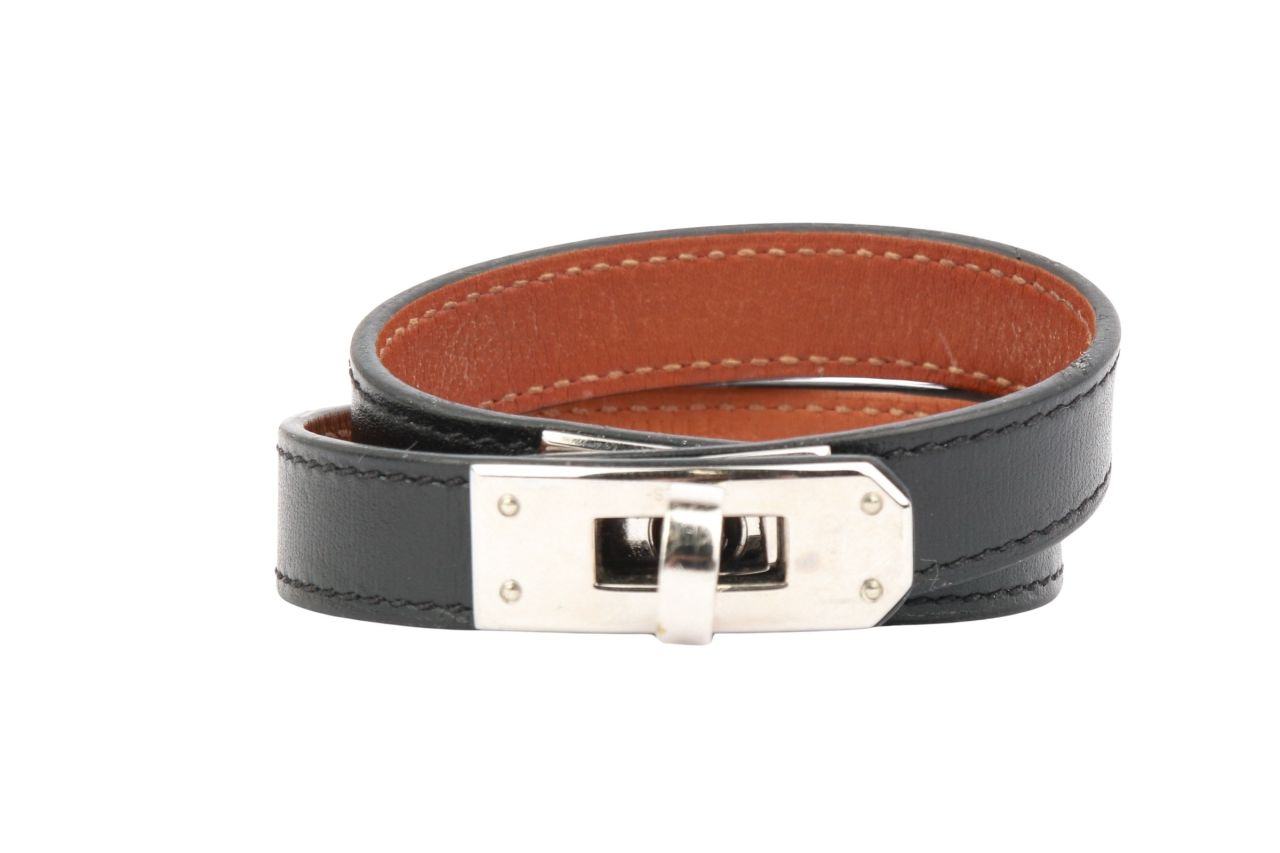 Hermès Kelly Double Tour Noir Leder Armband
