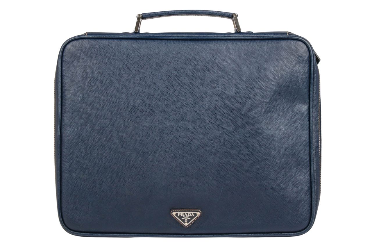 Prada Saffiano Briefcase Blue