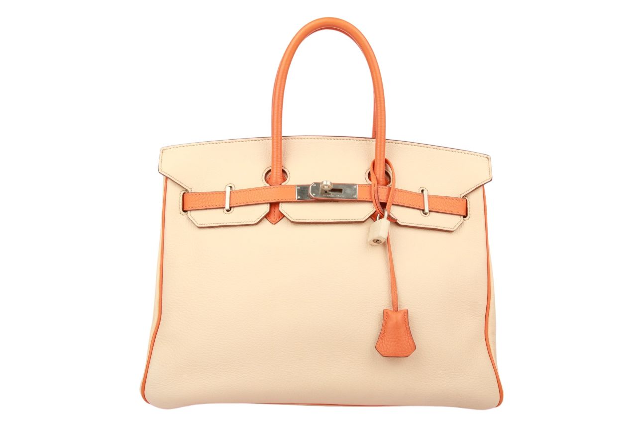 Hermès Birkin 35 Parchemin / Orange Togo Leder