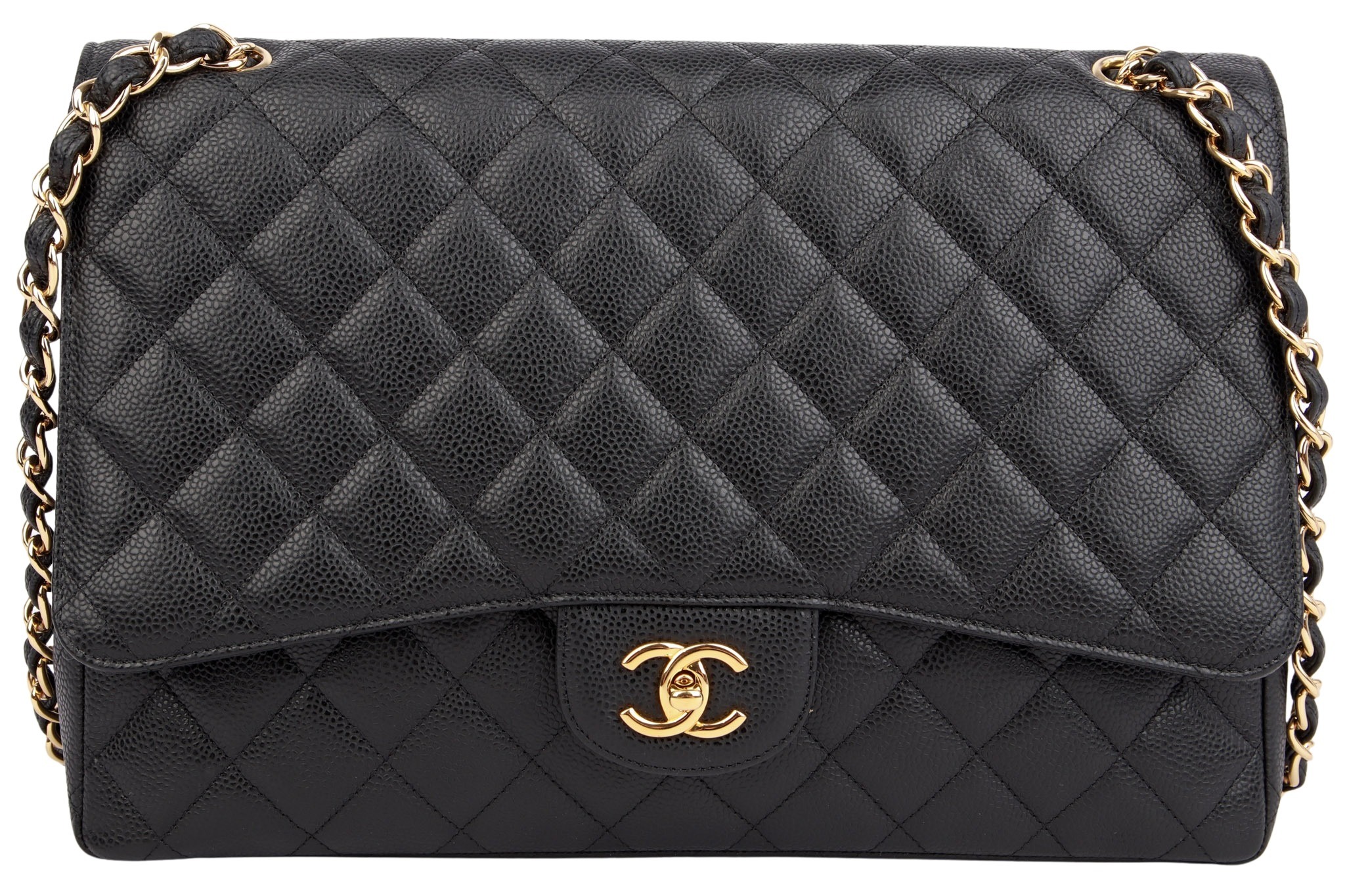Chanel Maxi Double Flap Bag Caviar Leder Schwarz