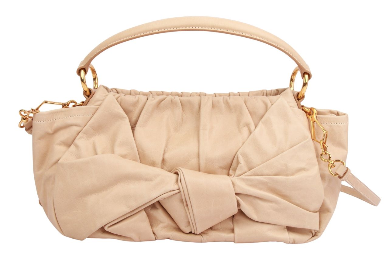 Prada Shoulder Bag Bow Leder Beige