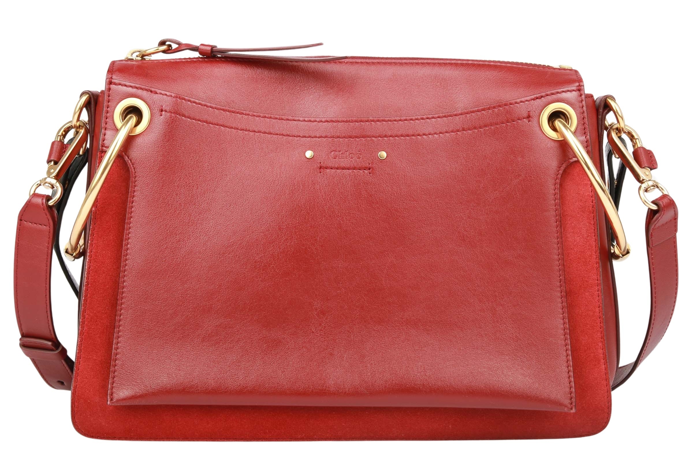 Chloé Roy Large Schultertasche Kalbsleder Dunkelrot | Luxussachen.com