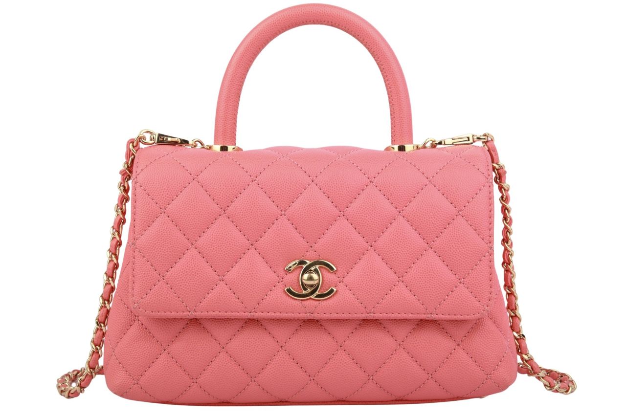 Chanel Coco Top Handle Kaviarleder Coral Pink