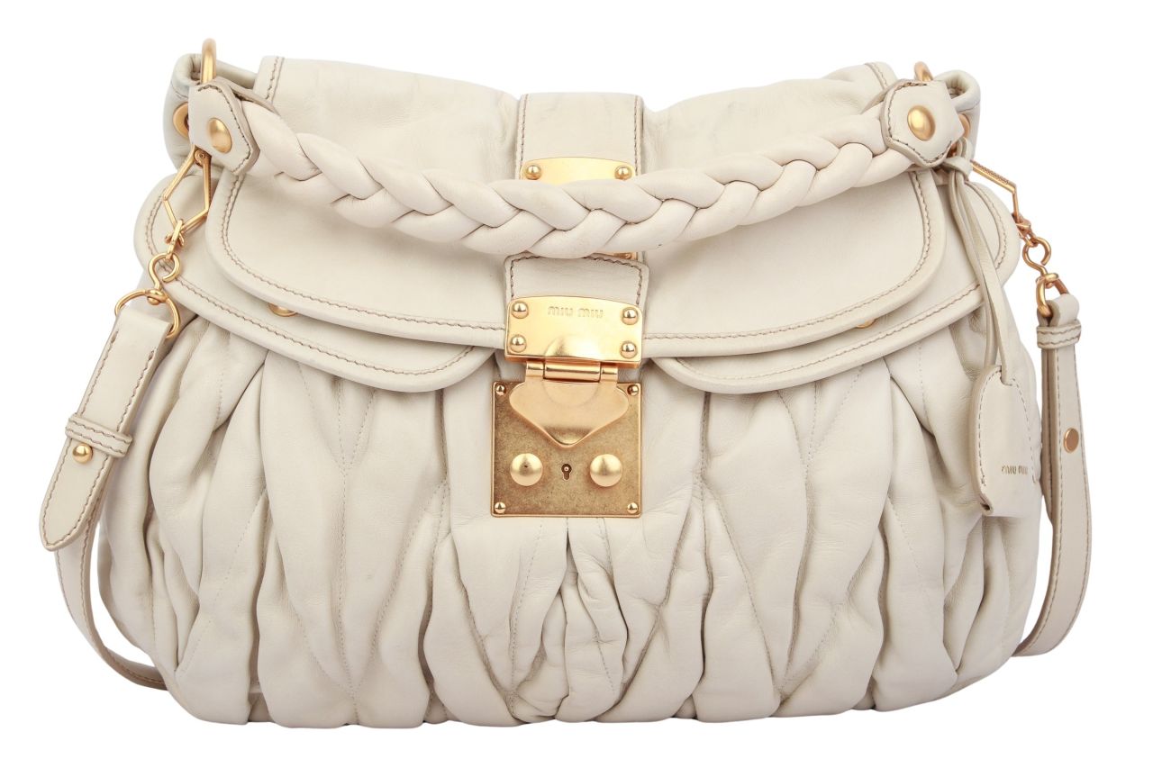 Miu Miu Matelassé Handtasche Creme