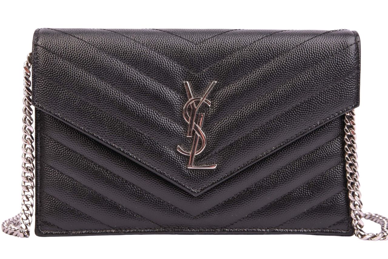 Saint Laurent Cassandre Wallet On Chain Schwarz