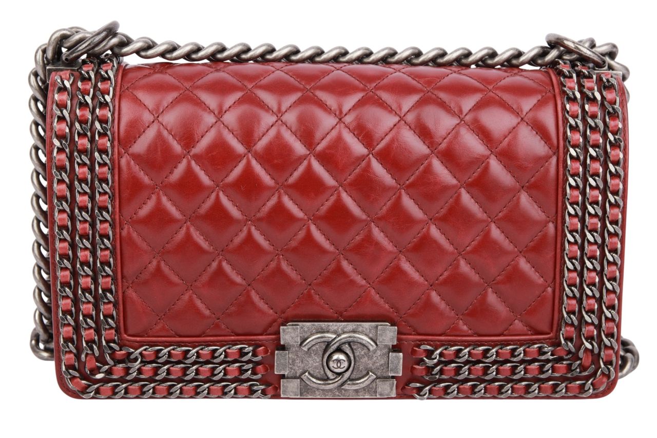 Chanel Boy Bag Old Medium Dunkelrot