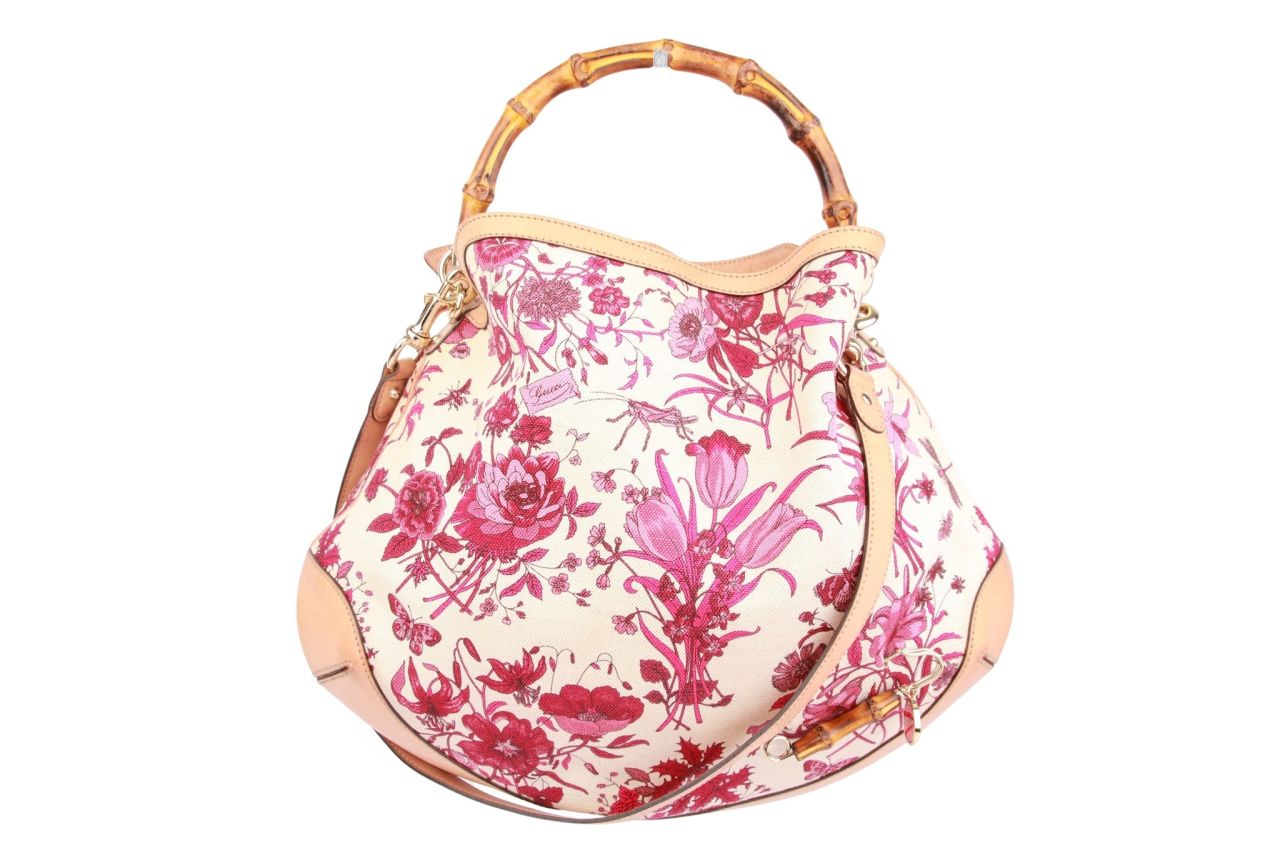 Gucci Floral Bamboo Bag Large