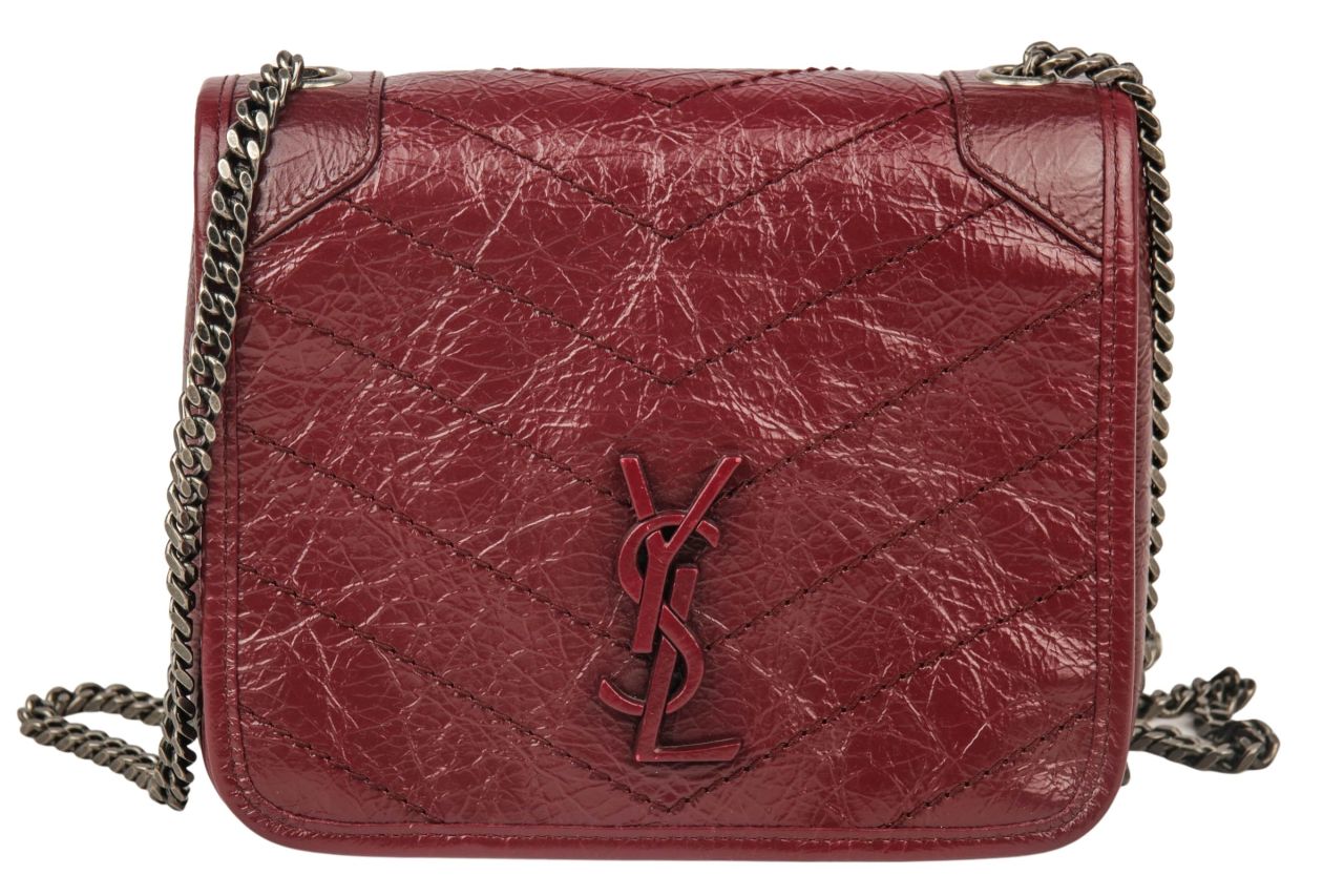 Saint Laurent Mini Niki shoulder bag in burgundy red