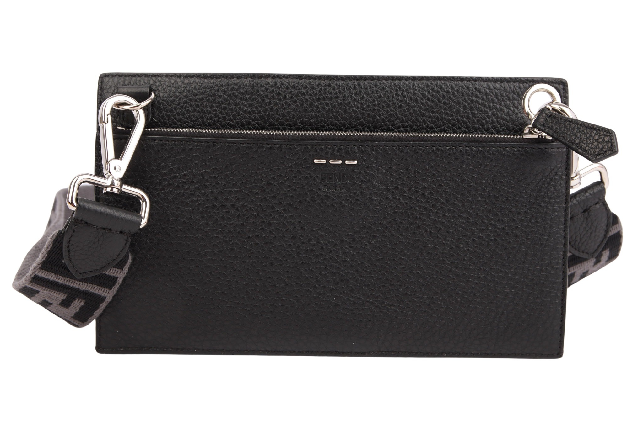 Fendi FF Umhängetasche Leder Schwarz