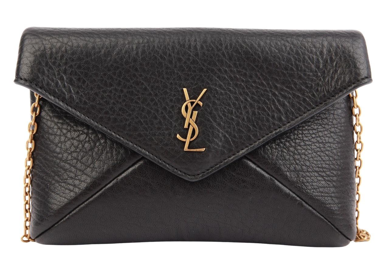 Saint Laurent Kleine Cassandre Ketten-Pochette Leder Schwarz