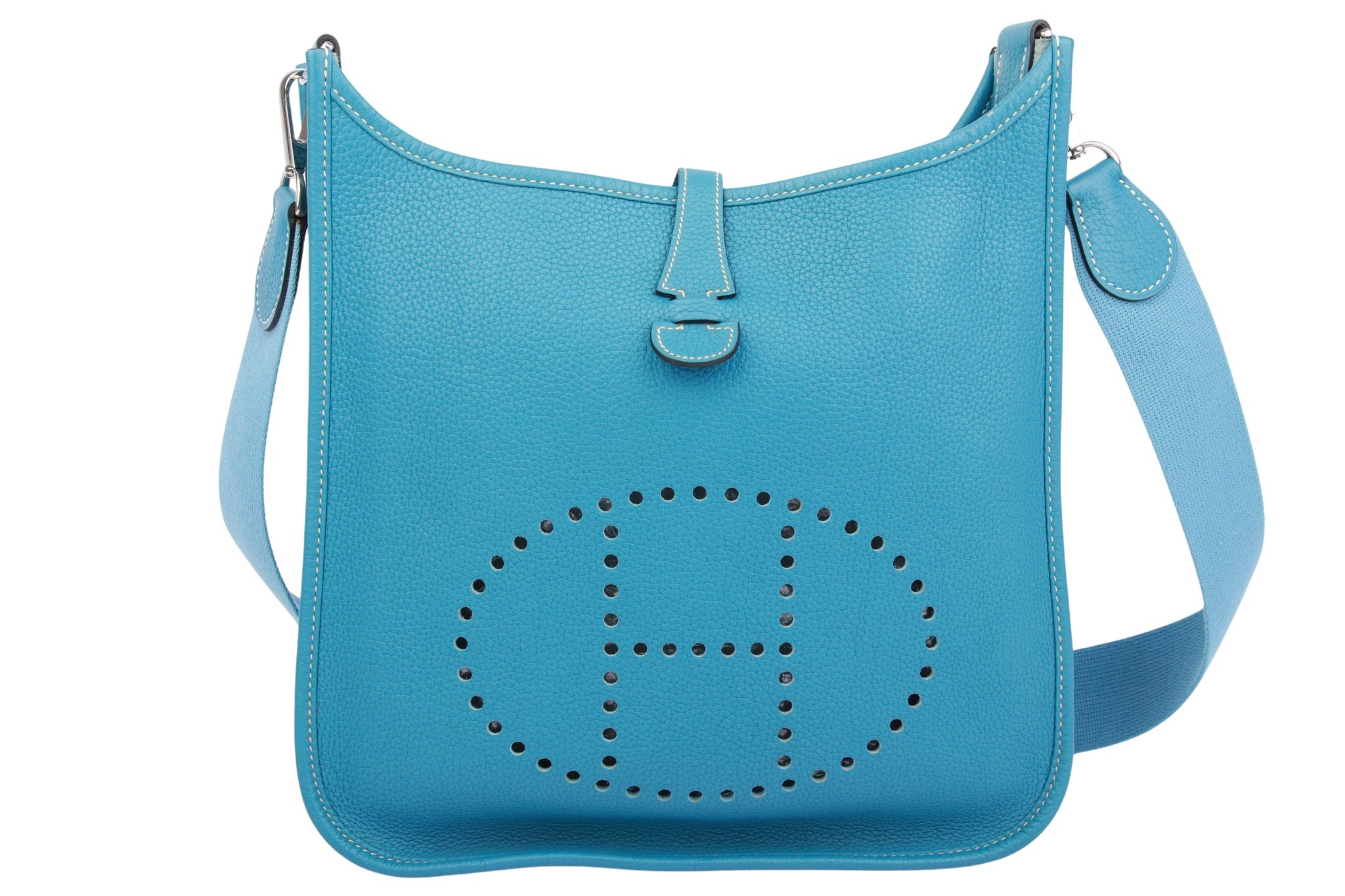 Hermès Evelyne 1 Thin PM Blue Jean Clemence Leder
