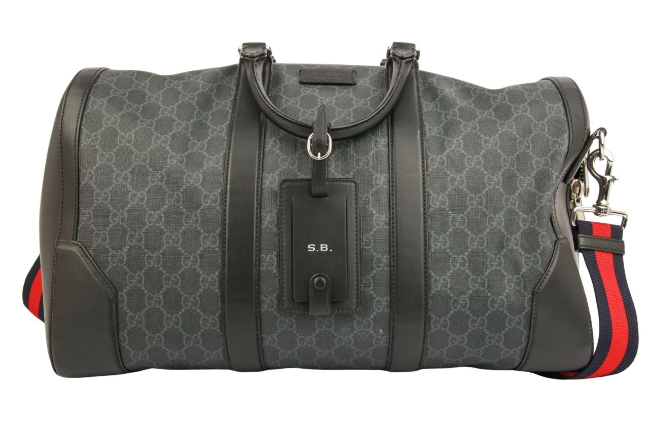 Gucci Ophidia Duffle Bag Guccissima Canvas Grau / Schwarz
