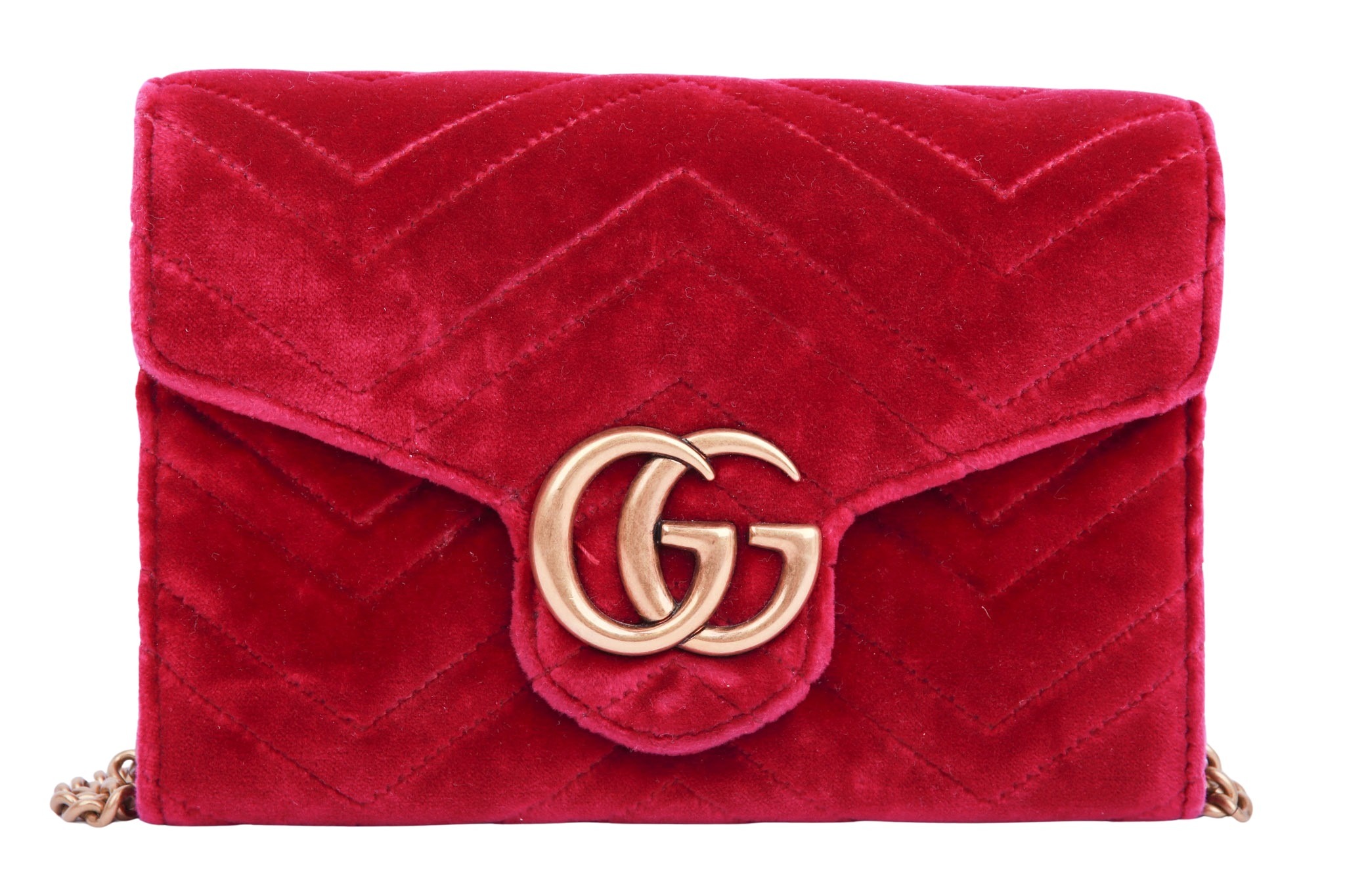 Gucci Marmont Wallet On Chain Leder Samt Lila