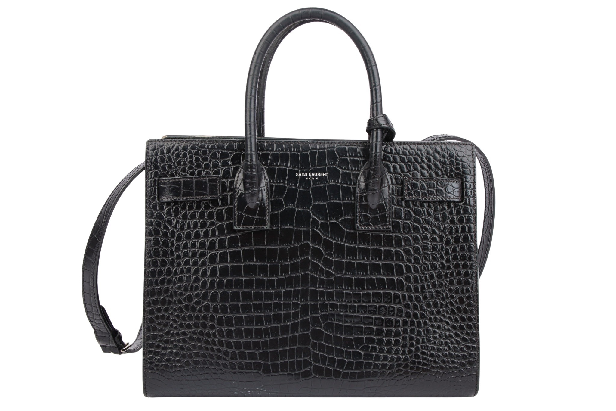 Saint Laurent Sac De Jour Small Kroko Schwarz