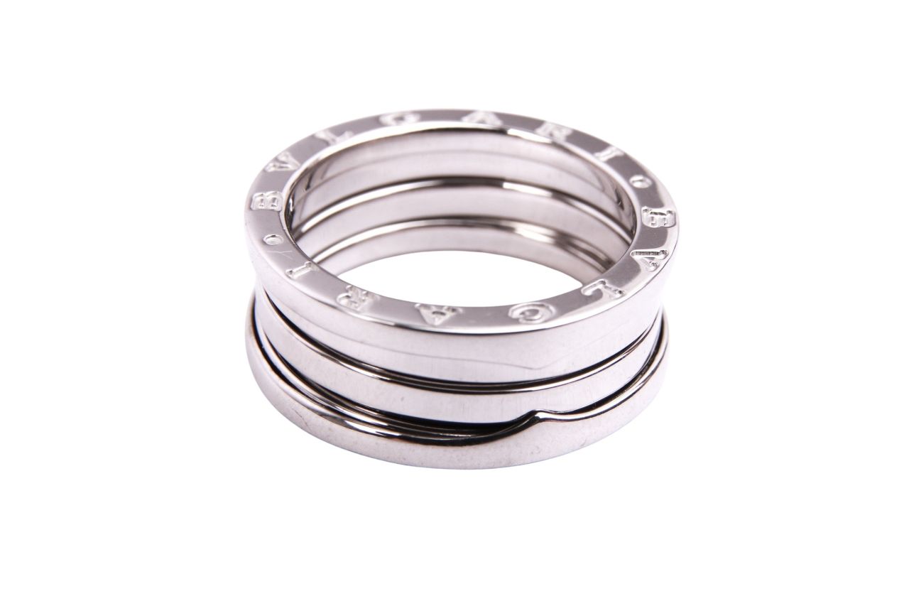 Bulgari 18K White Gold B-Zero 2 Band Ring Gr. 56