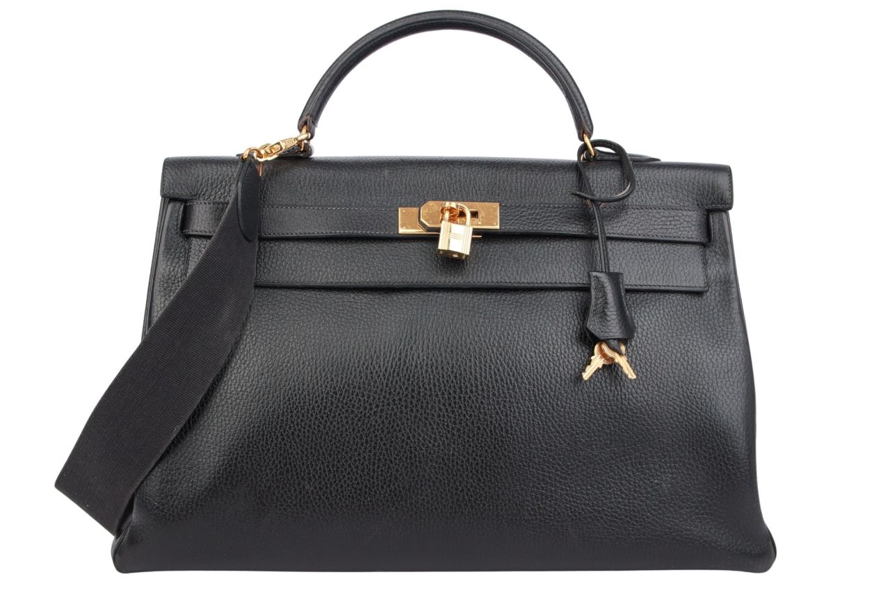 Hermès Kelly 40 Retourne Togo Leder Schwarz