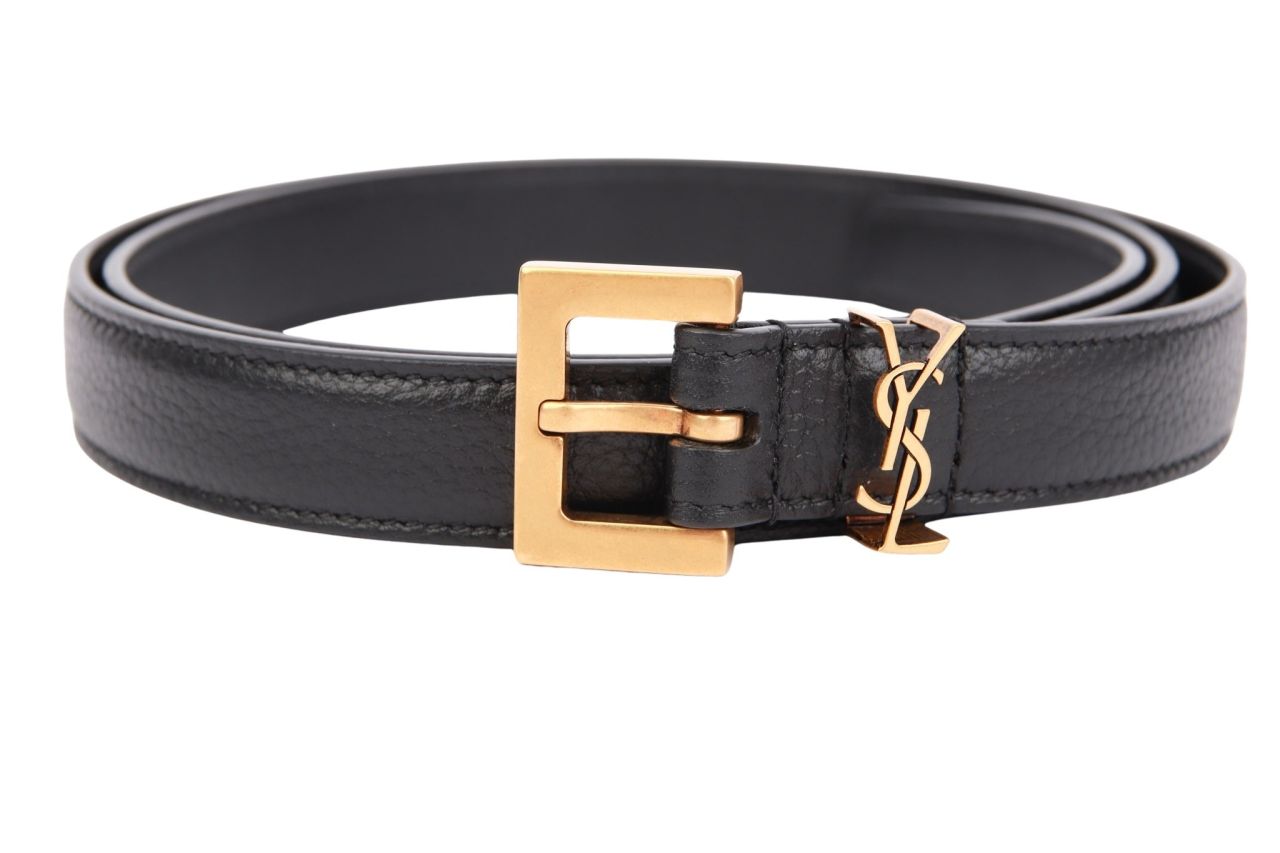 Saint Laurent Cassandre Gürtel Schwarz Leder Gr. 85