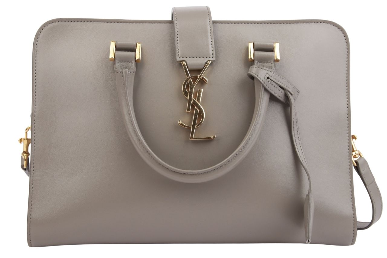 Saint Laurent Cabas Leder Grau