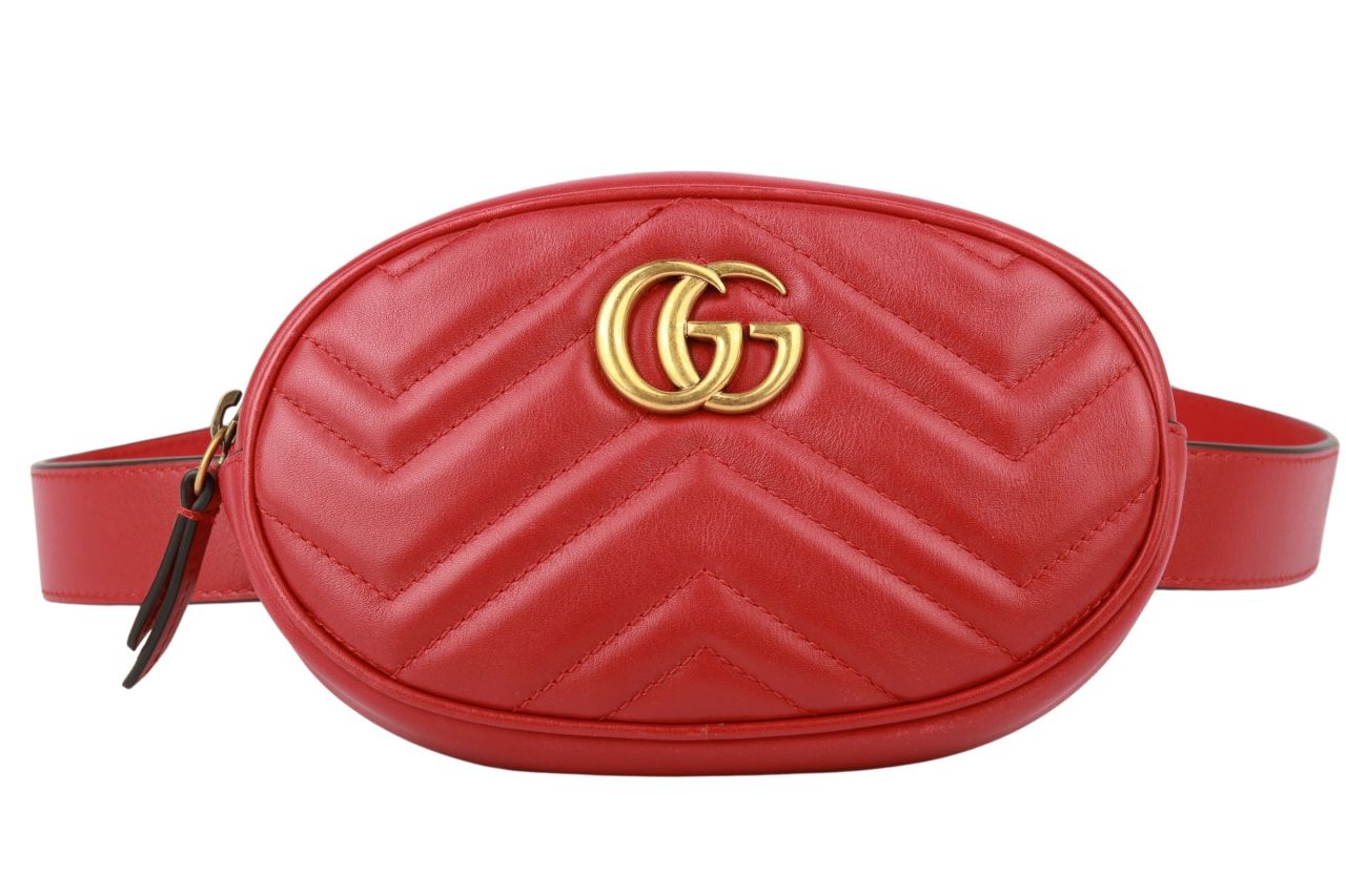 Gucci GG Marmont Belt Bag Matelasse Hibiscus Rot