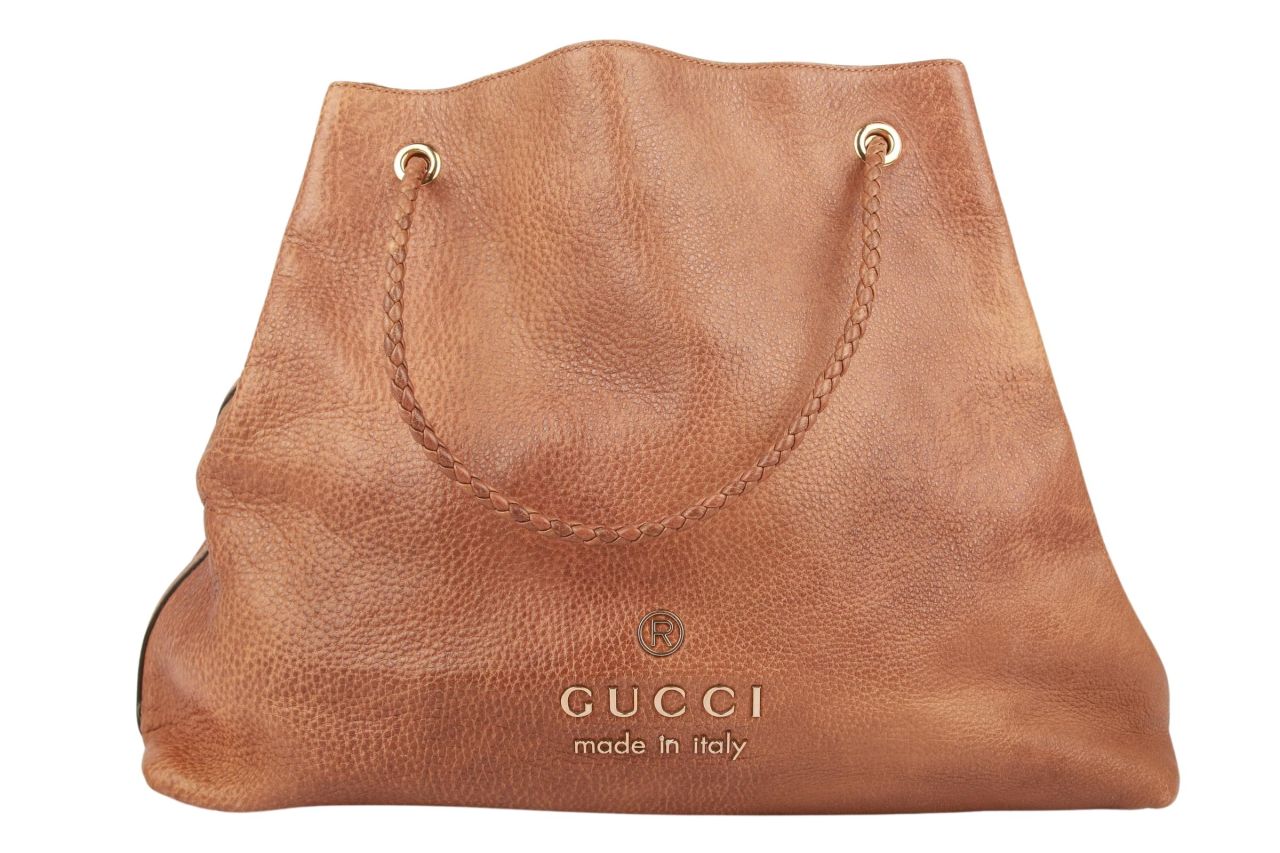Gucci Braided Handle Tote Bag Braun