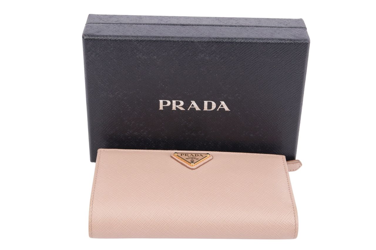 Prada Portemonnaie Saffiano Leder Rosé