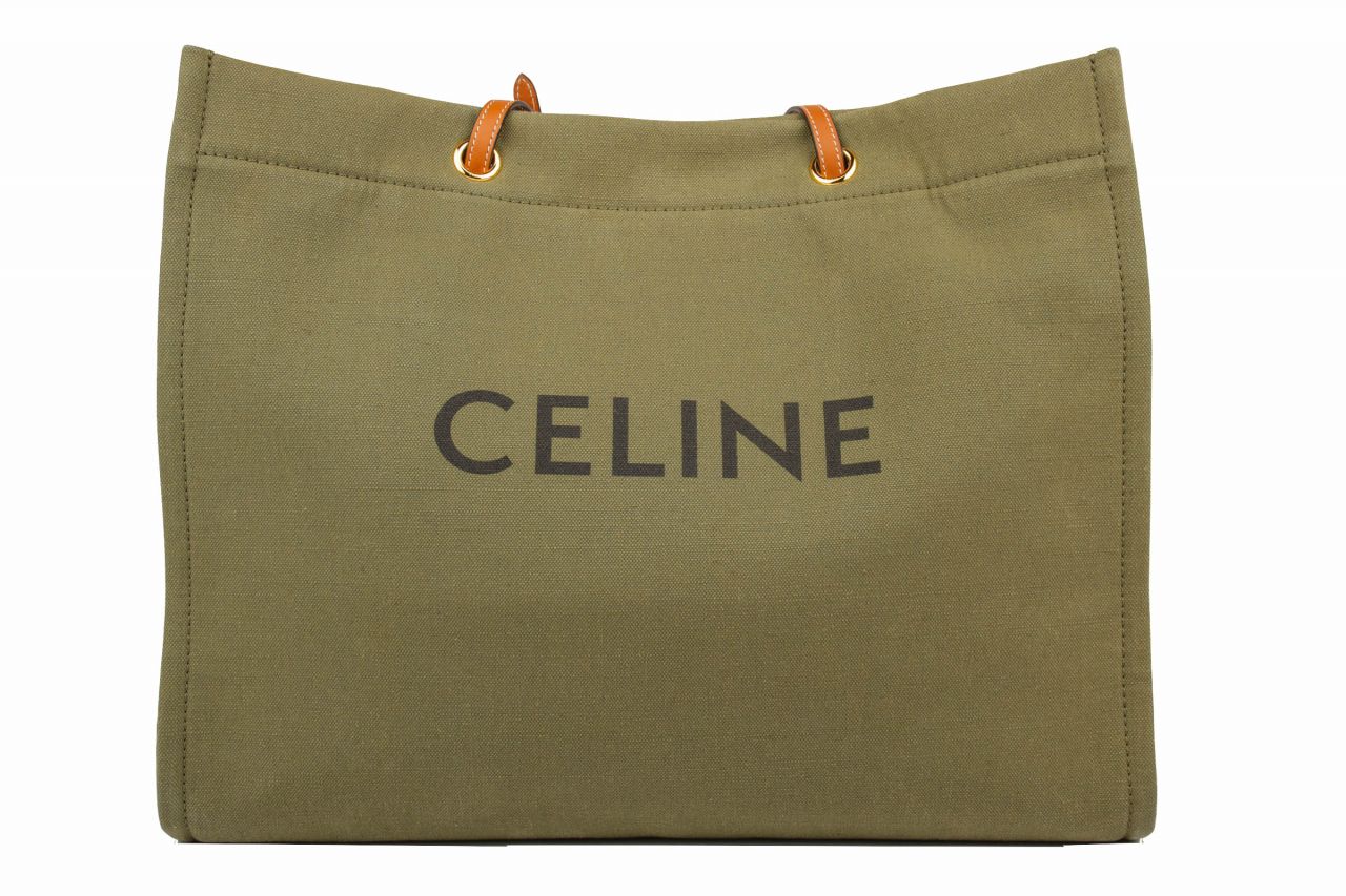 Céline Khaki Squared Cabas Tote Bag