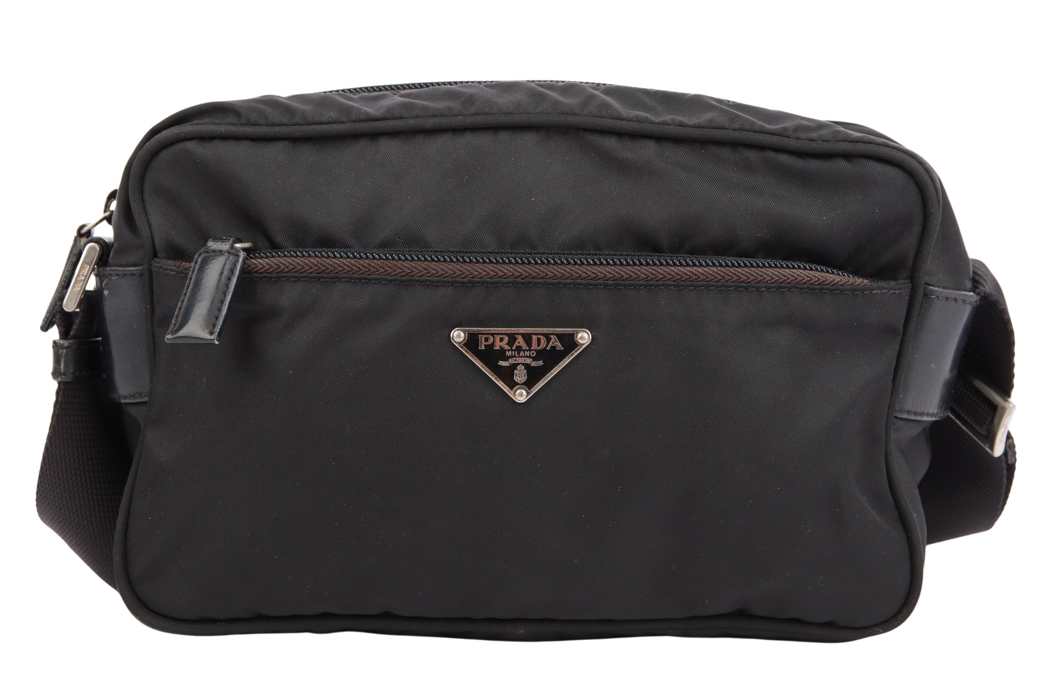 Prada Triangel Nylon Umhängetasche Schwarz