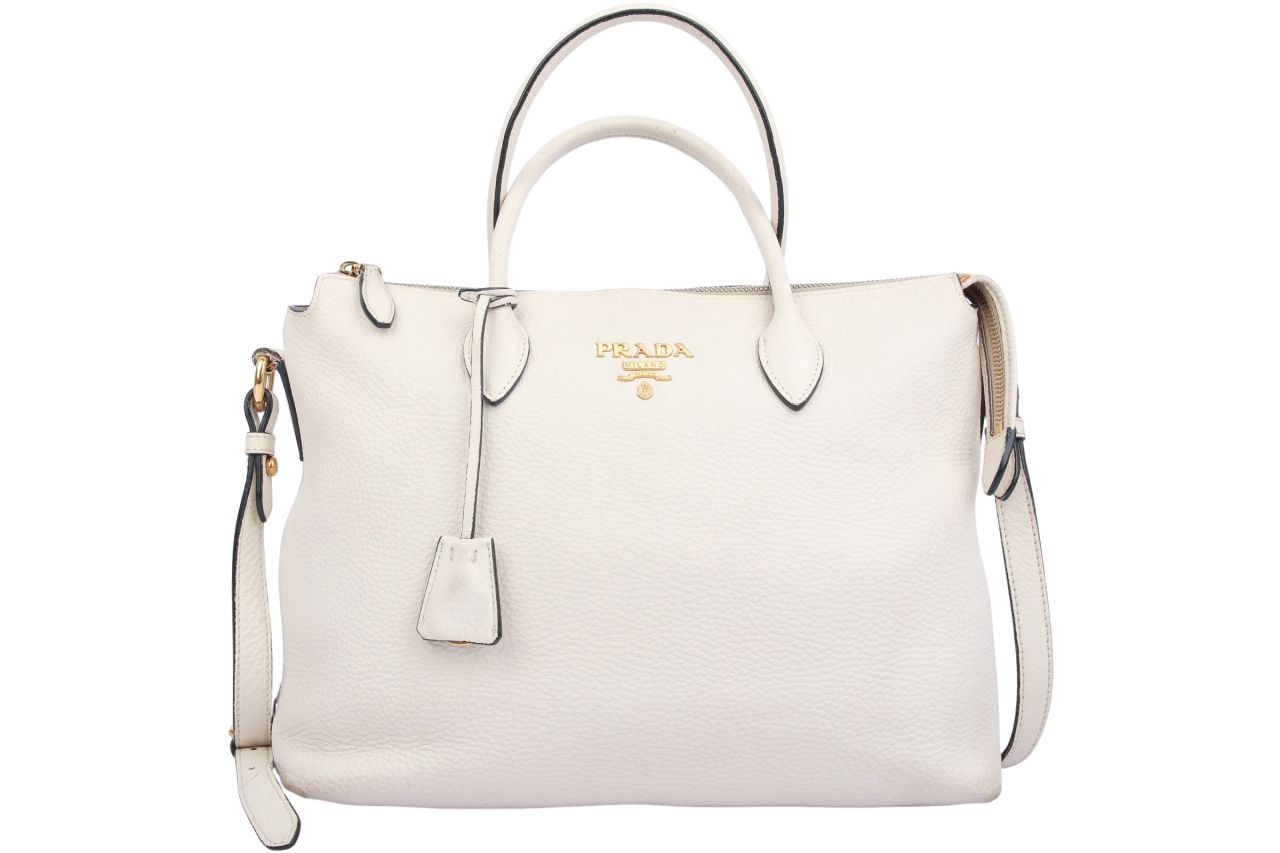 Prada Vitello Daino Tote Bag White