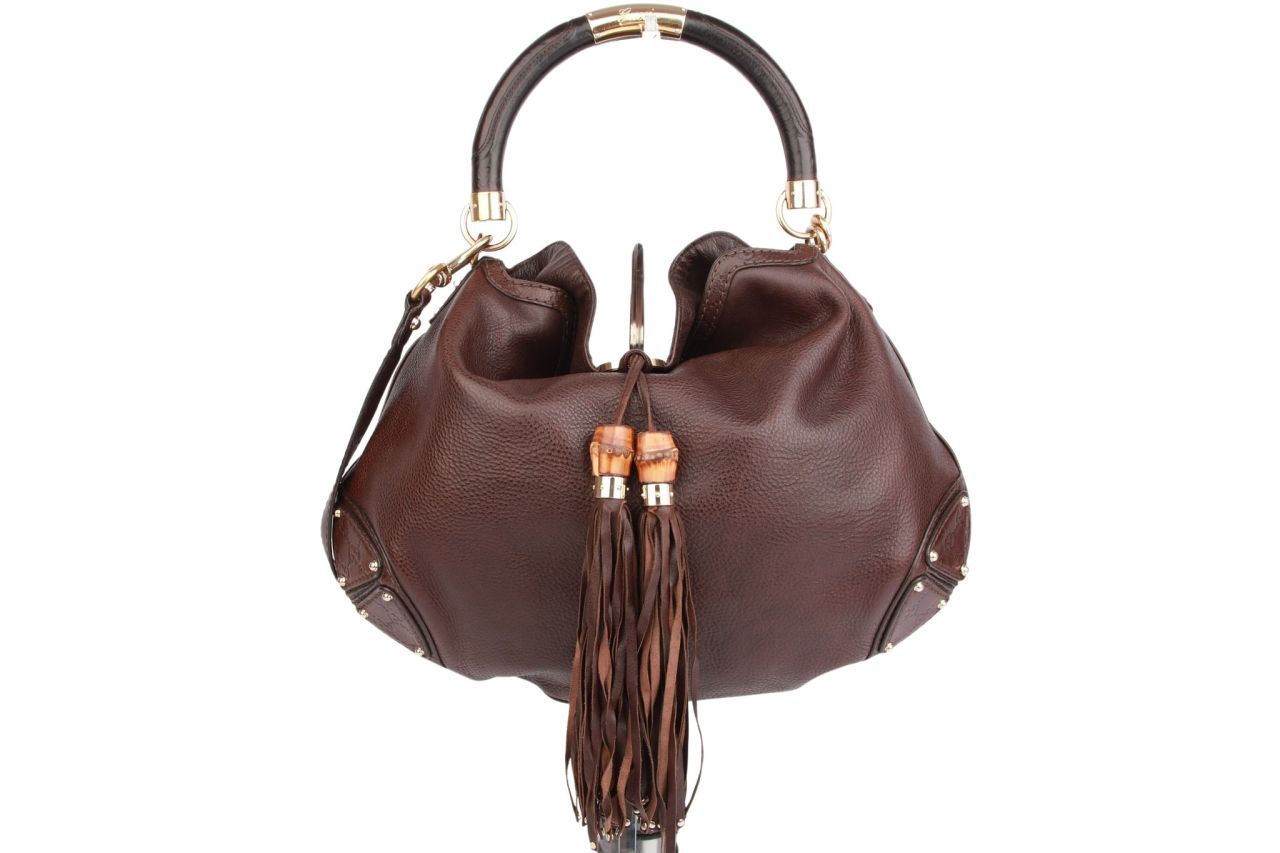 Gucci Indy Bamboo Shopper Leder Braun