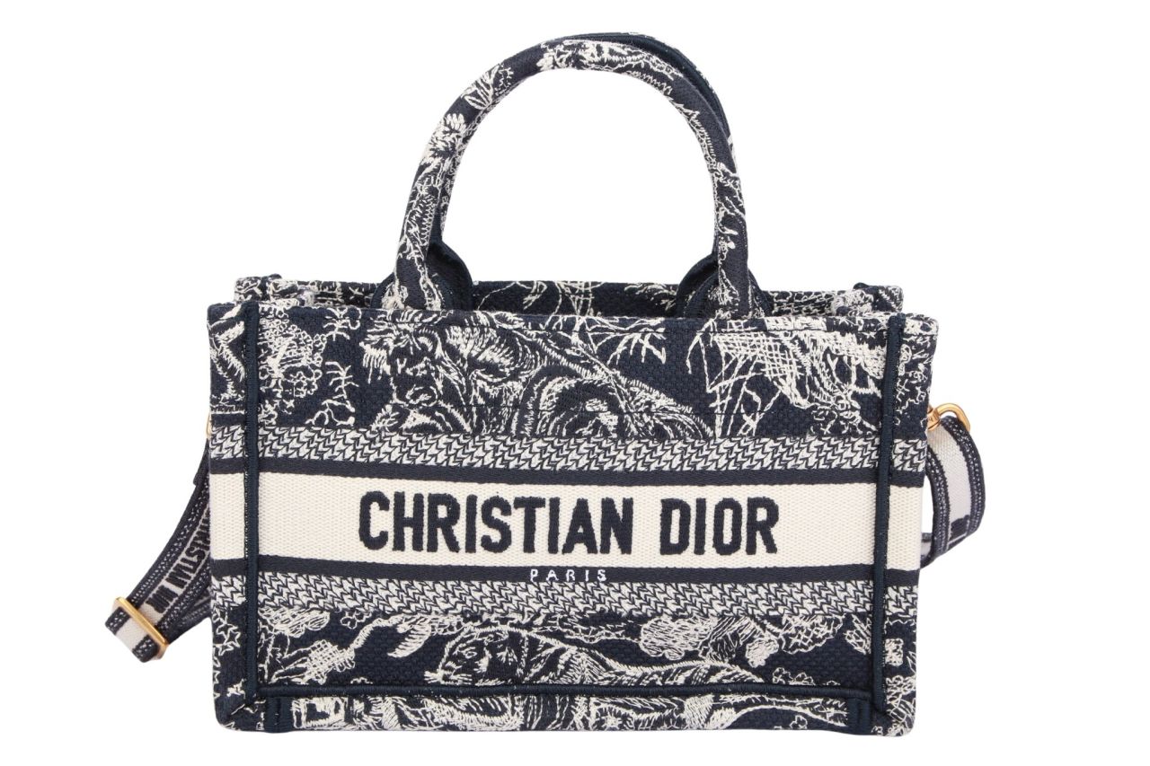 Dior Book Tote Mini Blau / Creme