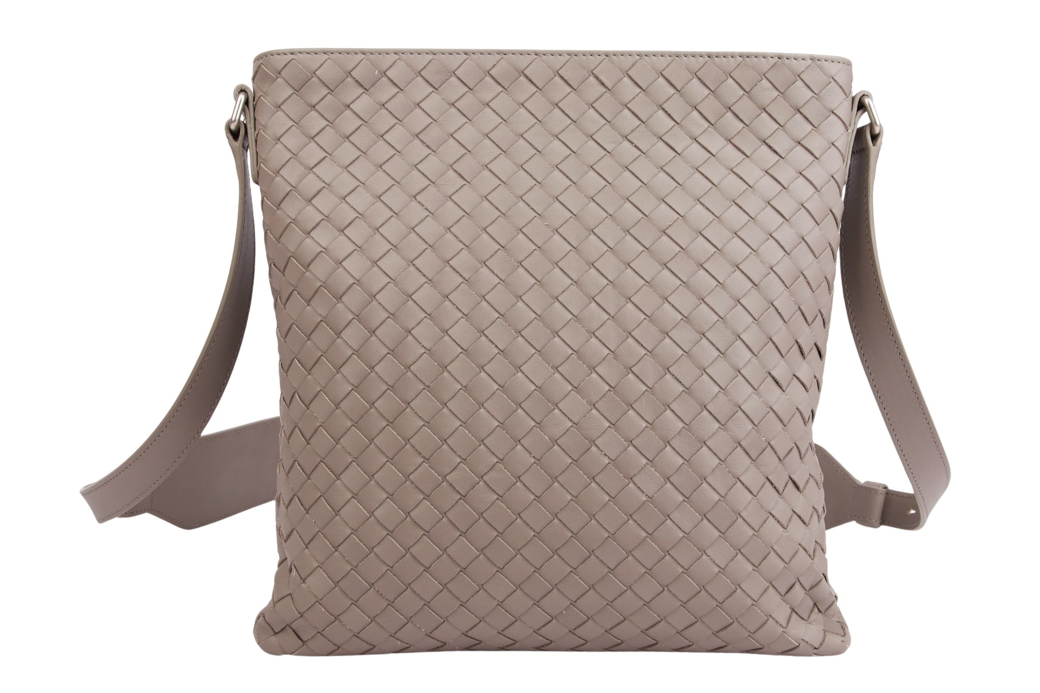 Bottega Veneta Crossbody Bag Intrecciato Nappaleder Grau