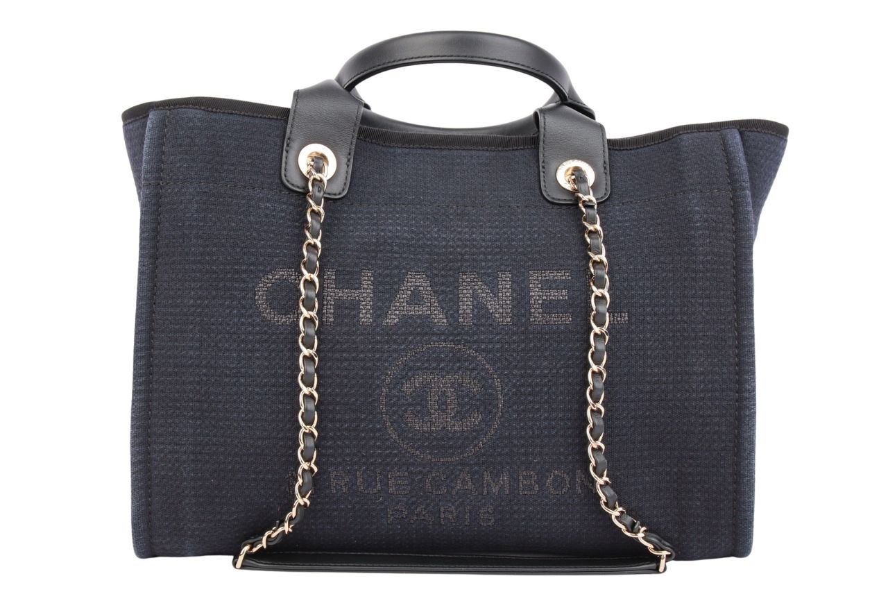 Chanel Deauville Shopper Canvas Dunkelblau