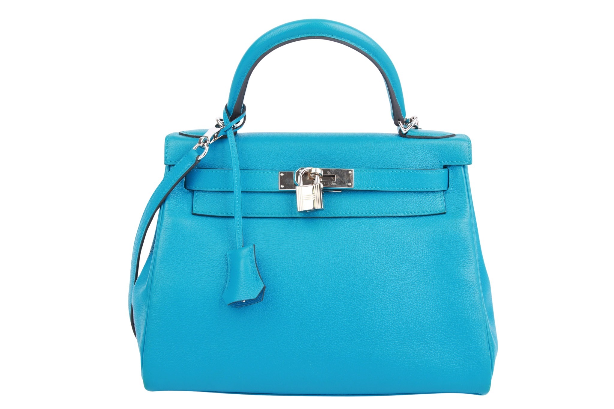 Hermès Kelly 28 Clemence Leder Bleu Frida