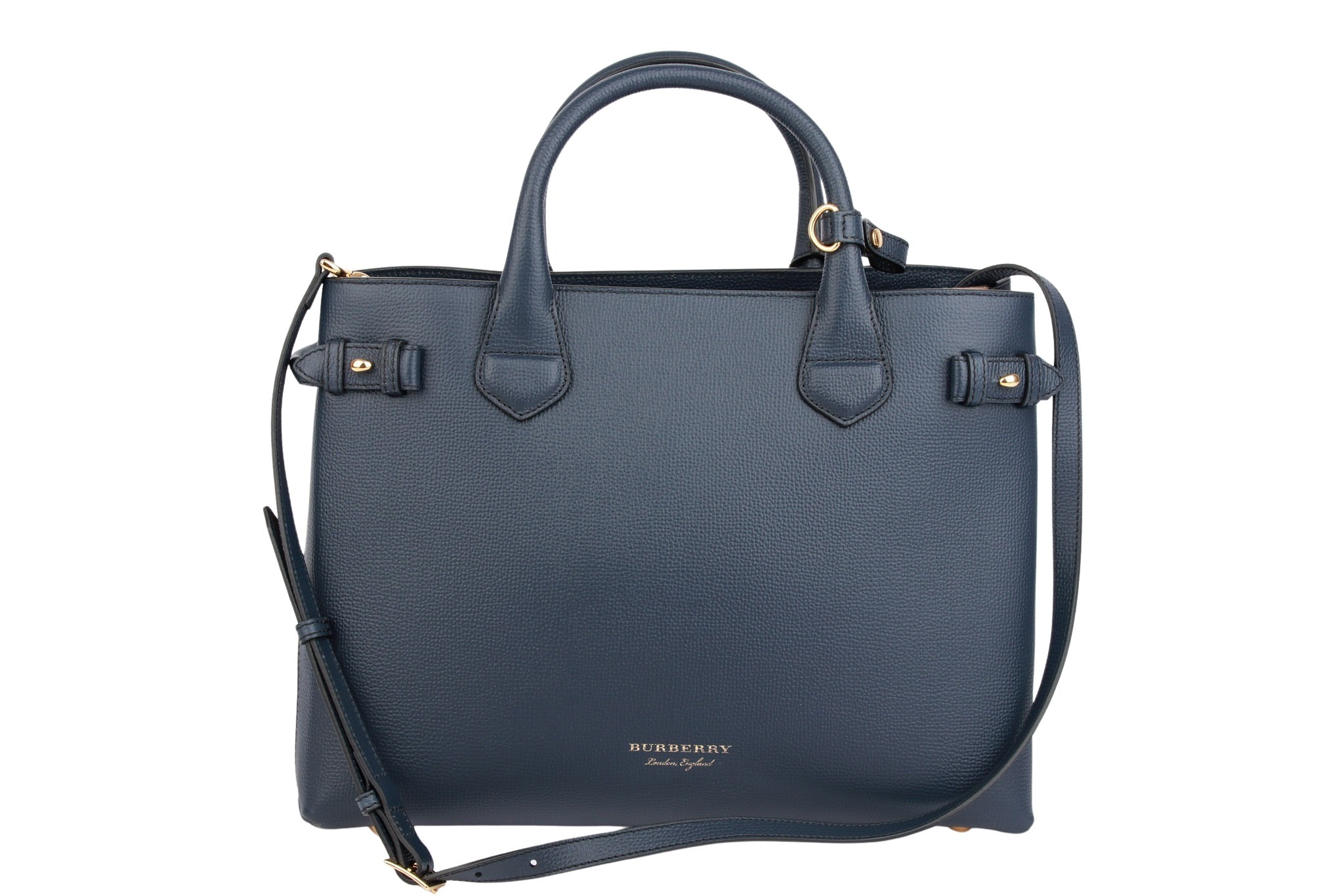 Burberry Banner Bag Leder Navy House Check Medium