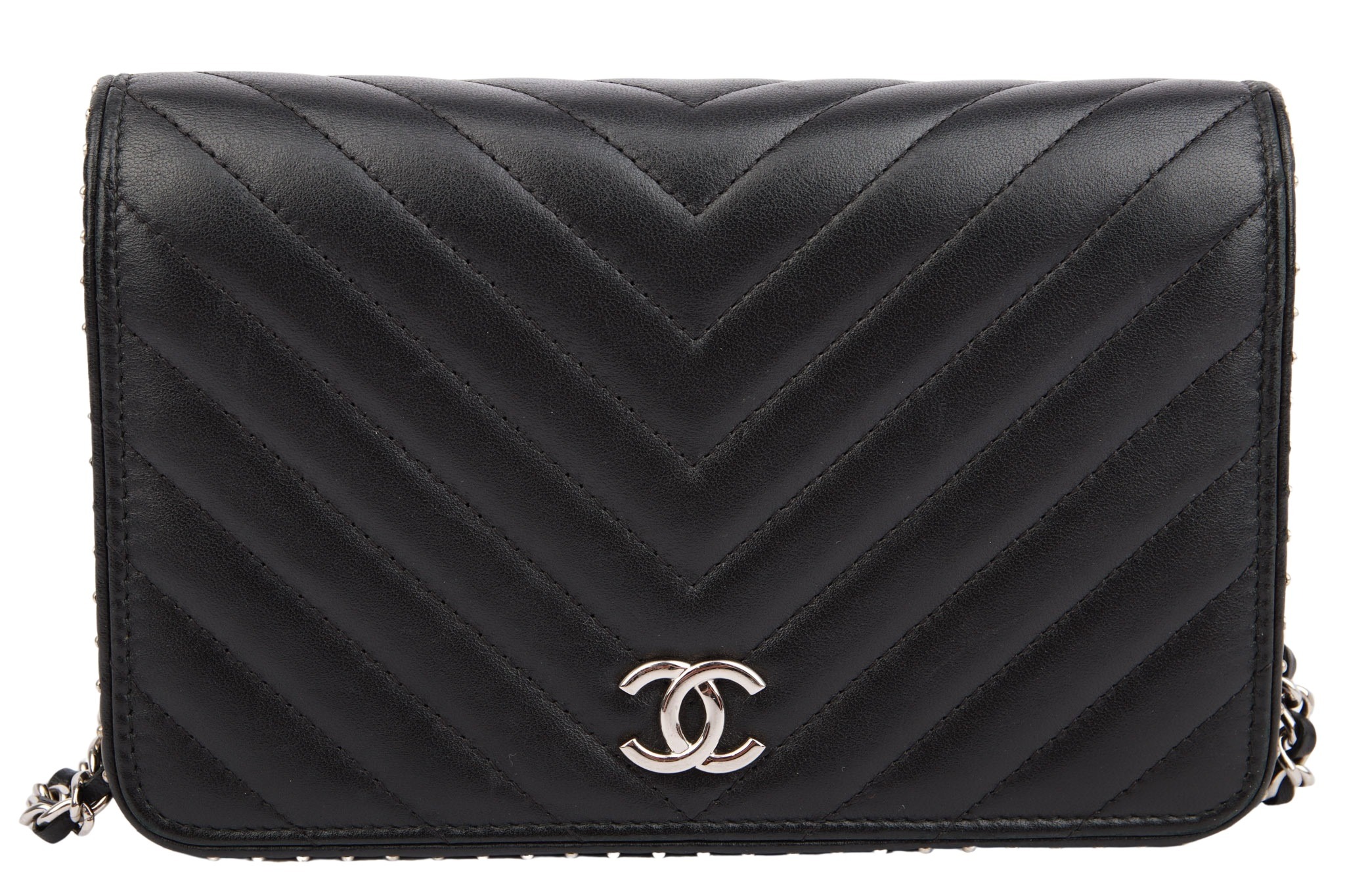 Chanel Wallet on Chain Chevron Lammleder Schwarz