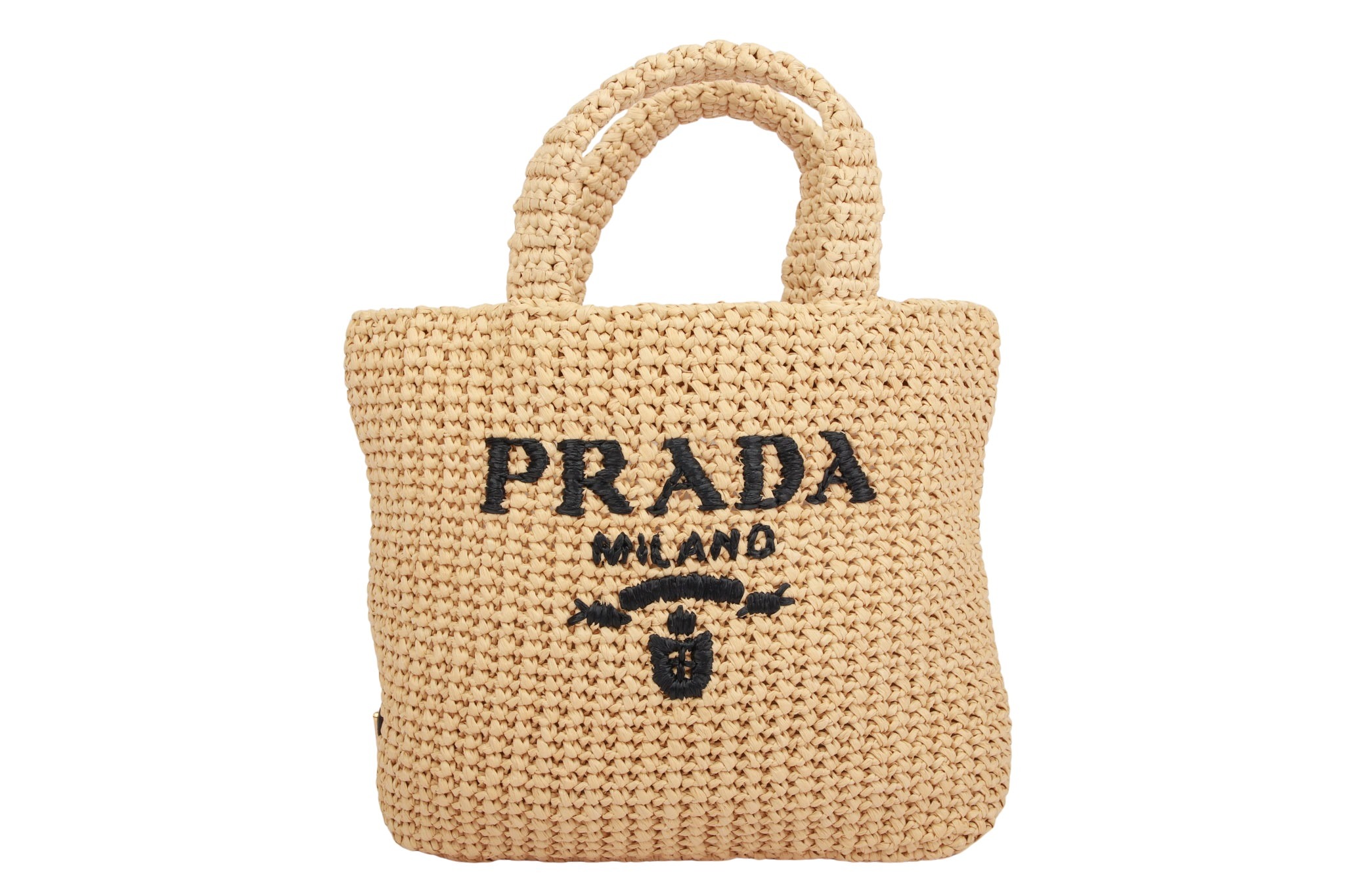 Prada Shopper Naturale Raffia Bast Beige