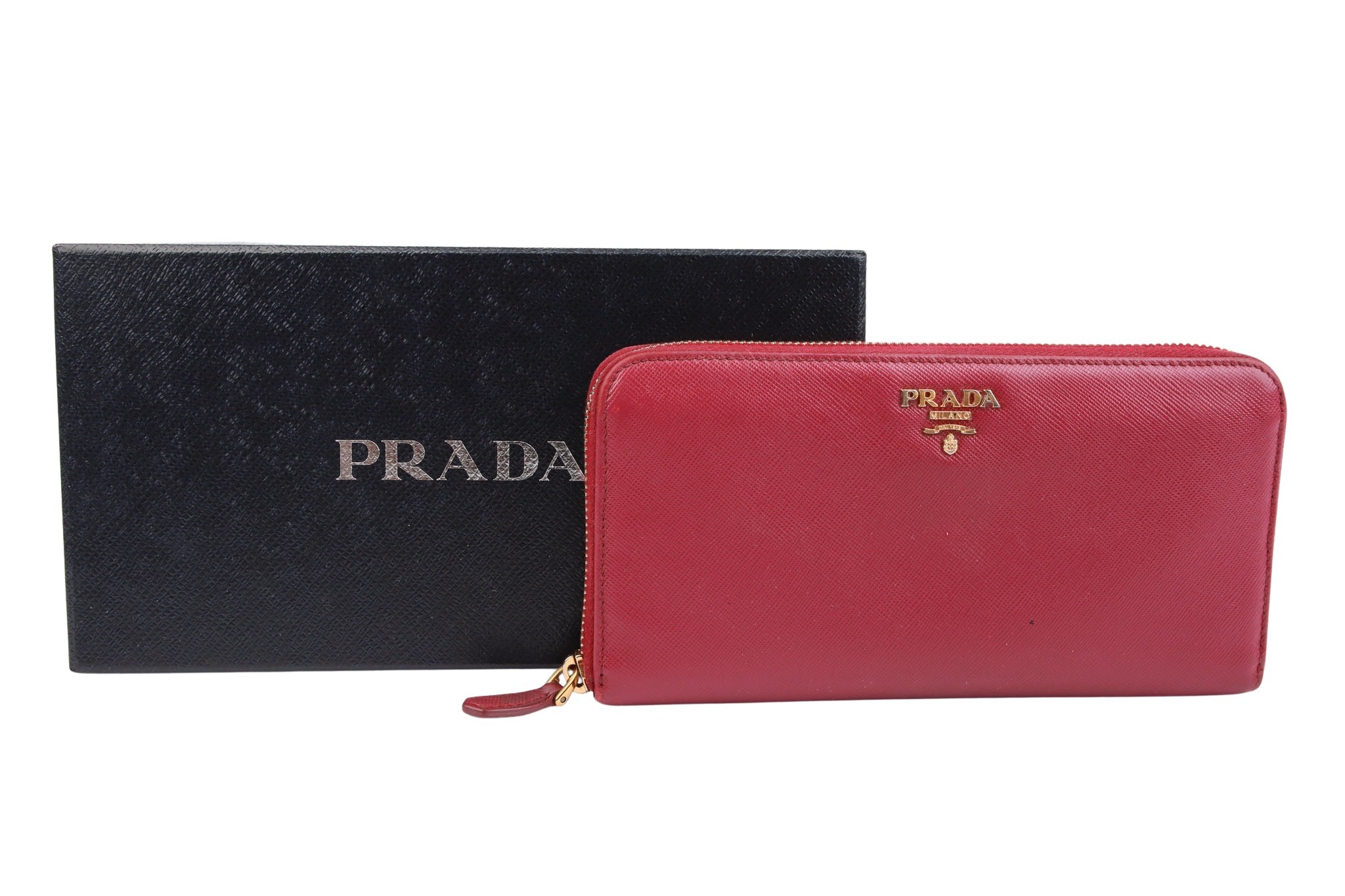Prada Portemonnaie Saffiano Leder Beere