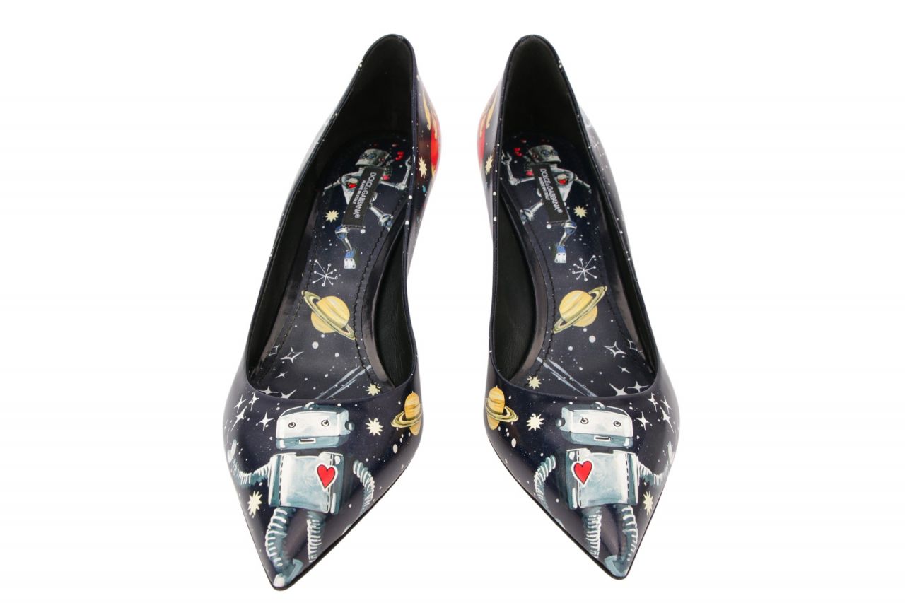 Dolce & Gabbana Pumps Dunkelblau Multi Astronaut Robot Space Gr. 41