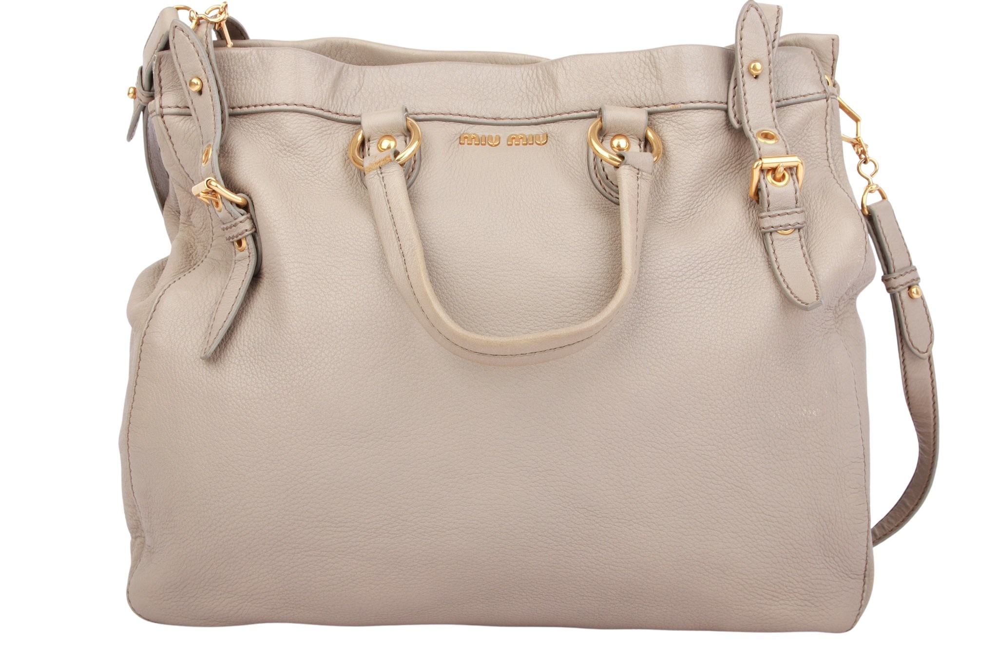 Miu Miu Vitello Carbu Handtasche Leder Grau