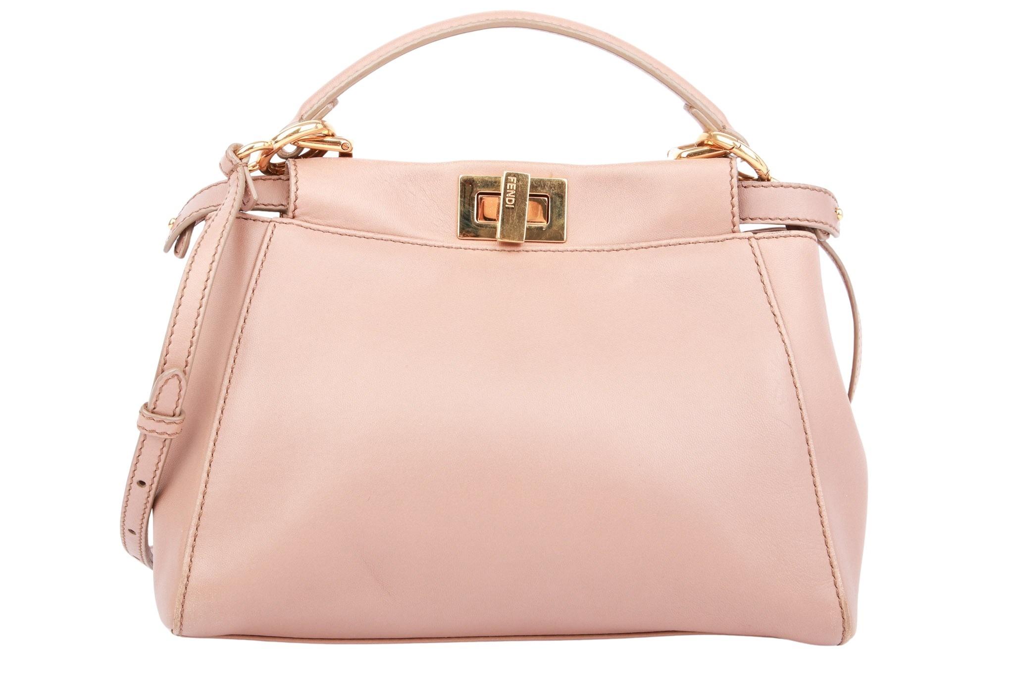 Fendi Peekaboo Mini Leder Taupe