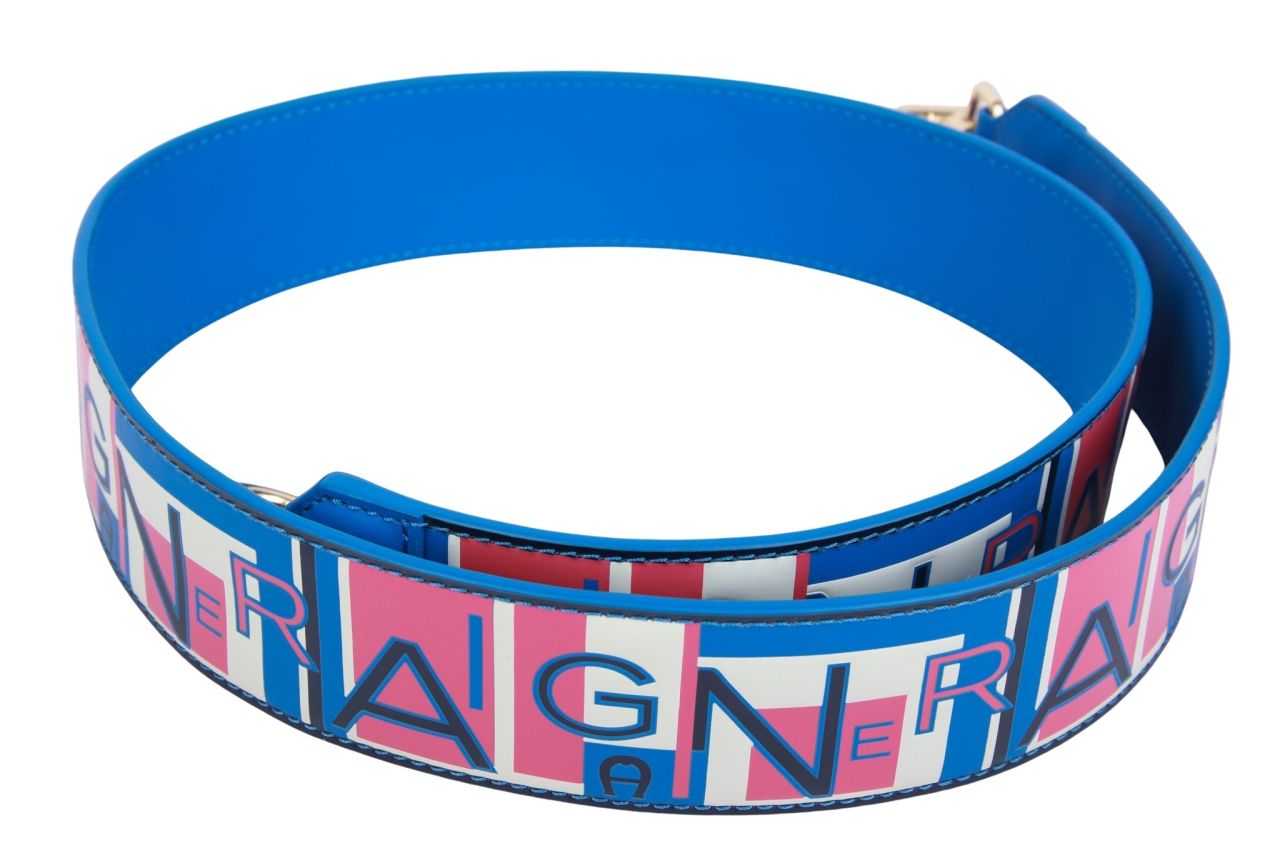 Aigner Schulterriemen Blau / Pink / Weiß Leder