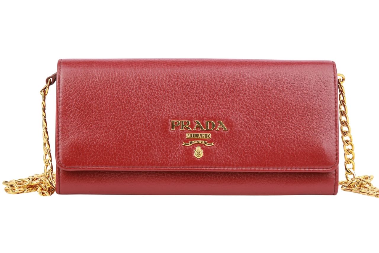 Prada Wallet On Chain Leder Rot