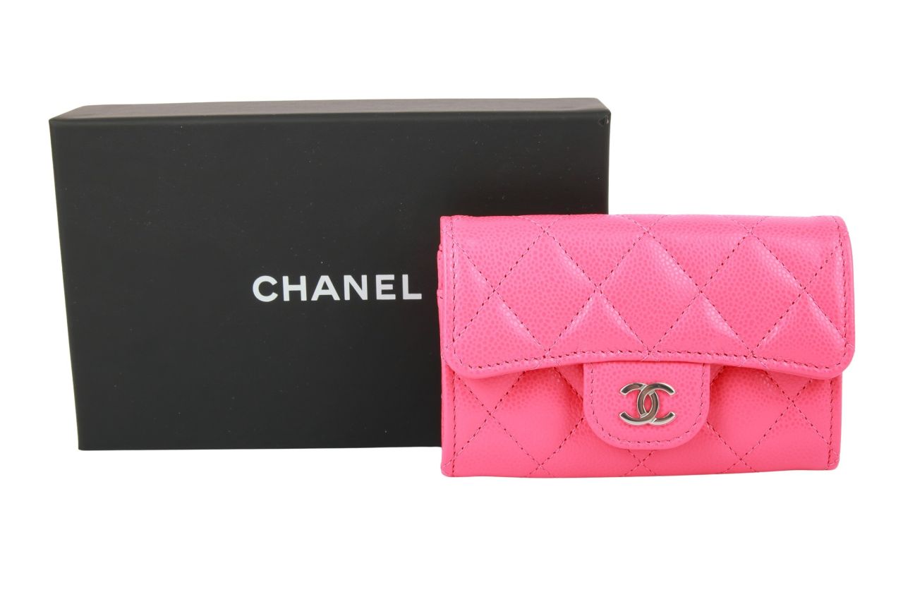 Chanel Mini Portemonnaie Kaviar-Leder Neon Pink